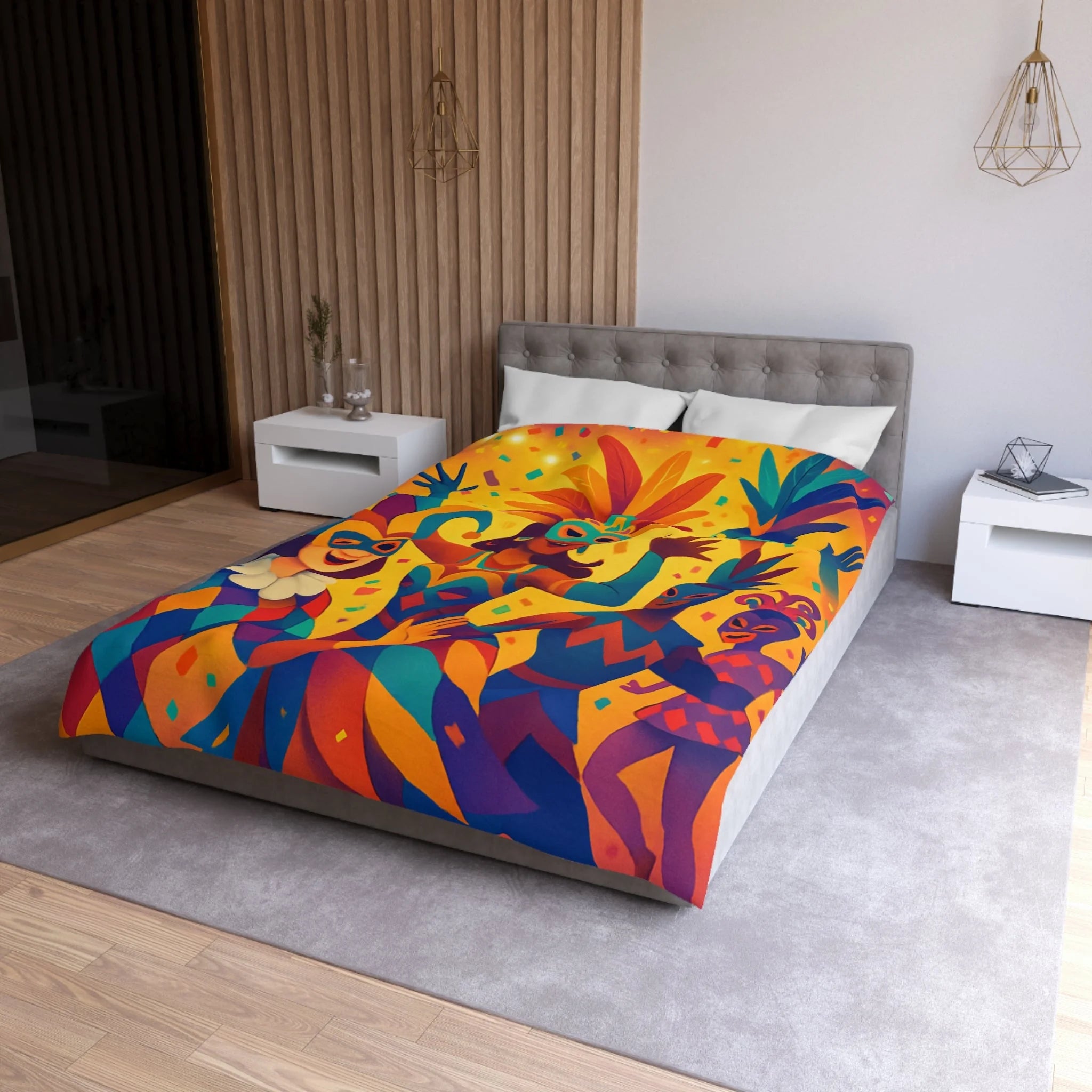 Housse De Couette Multicolore Carnaval Masqué Pour Fête Vibrante Et Ambiance Festive