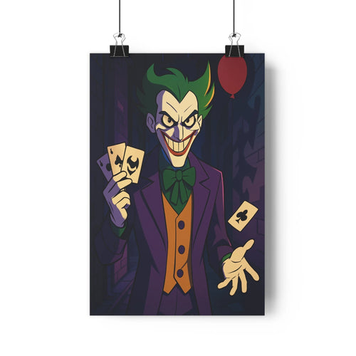 Poster homme costumé cartes jouées fond sombre touche rouge plantes étagère livres vases style moderne couleurs vives ambiance mystérieuse salon
