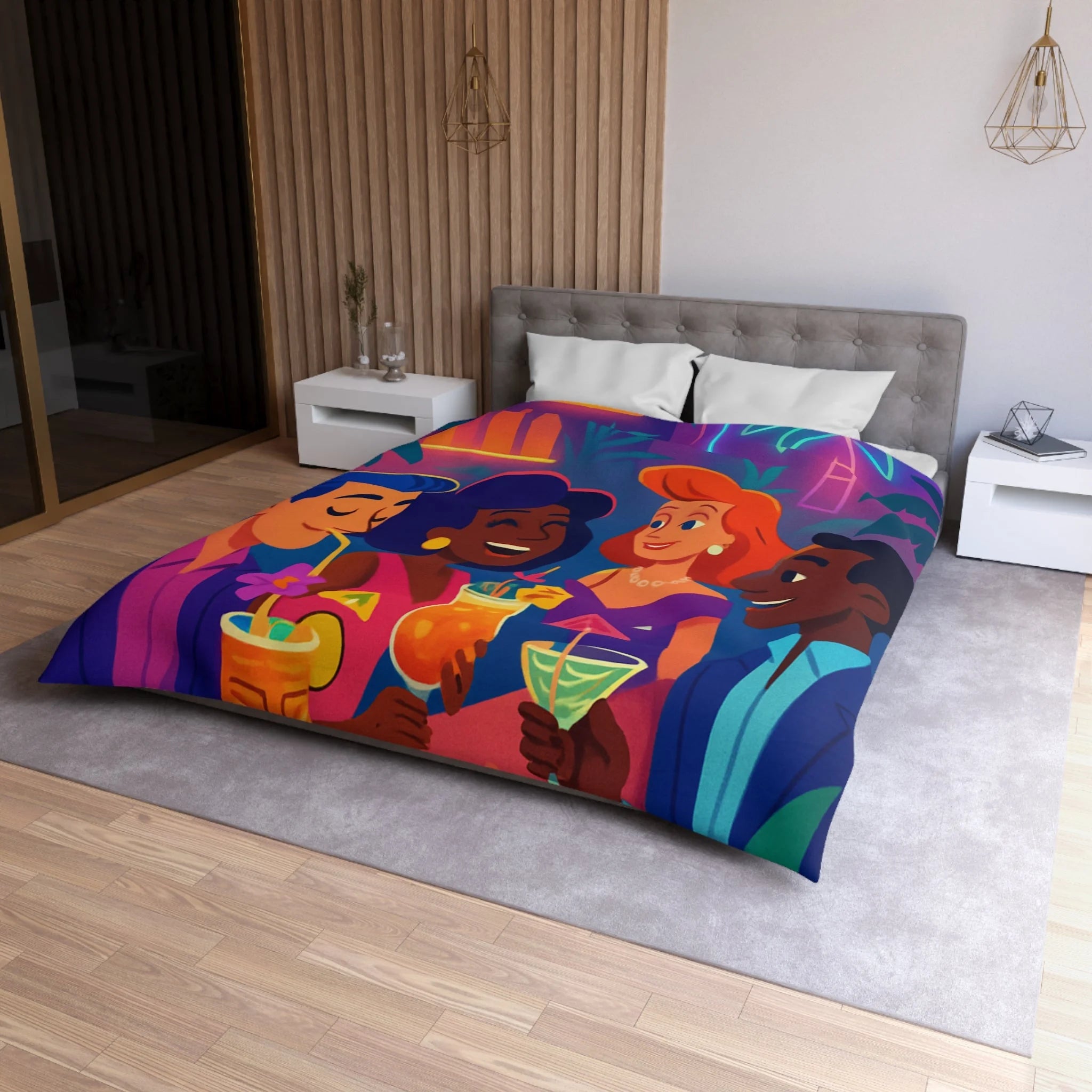 Housse de Couette Microfibre Motif Créatif Original Style Contemporain Chambre Élégante