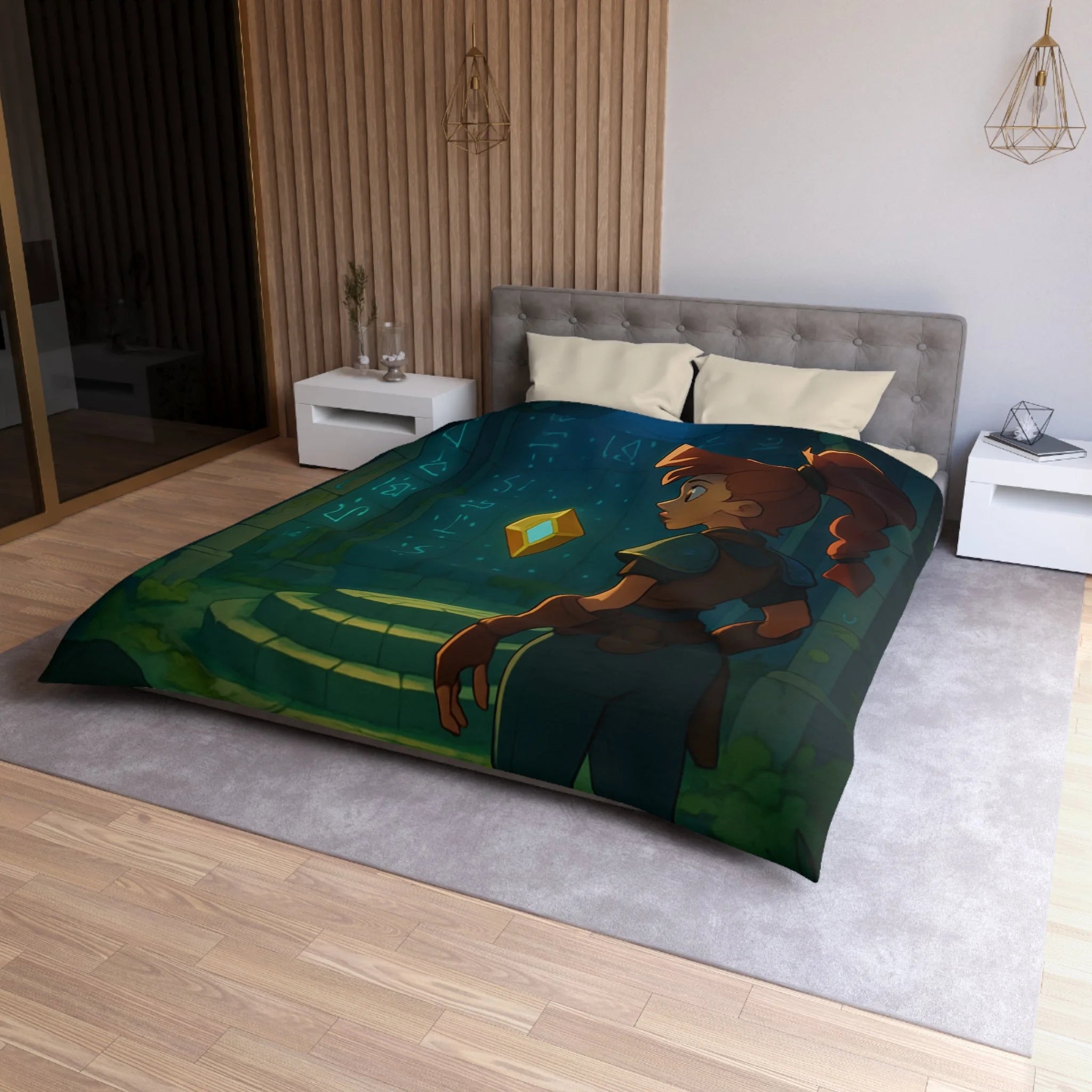 Housse de Couette Microfibre Design Artistique Moderne Décoration Chambre Confort Premium
