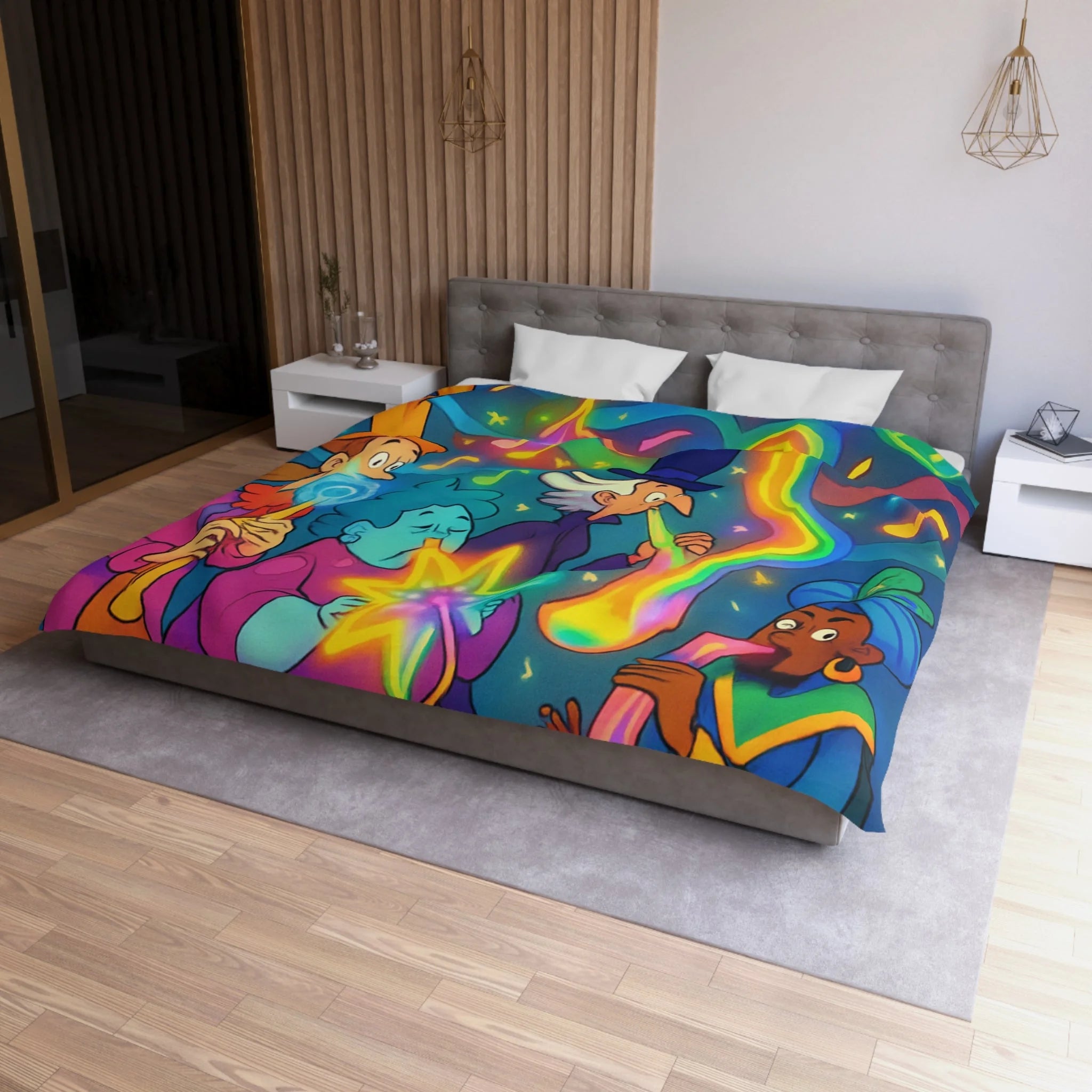 Housse de Couette Microfibre Design Artistique Moderne Décoration Chambre Confort Premium
