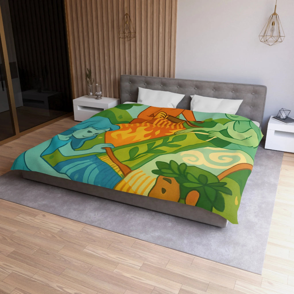 Housse de Couette Microfibre Design Artistique Moderne Décoration Chambre Confort Premium