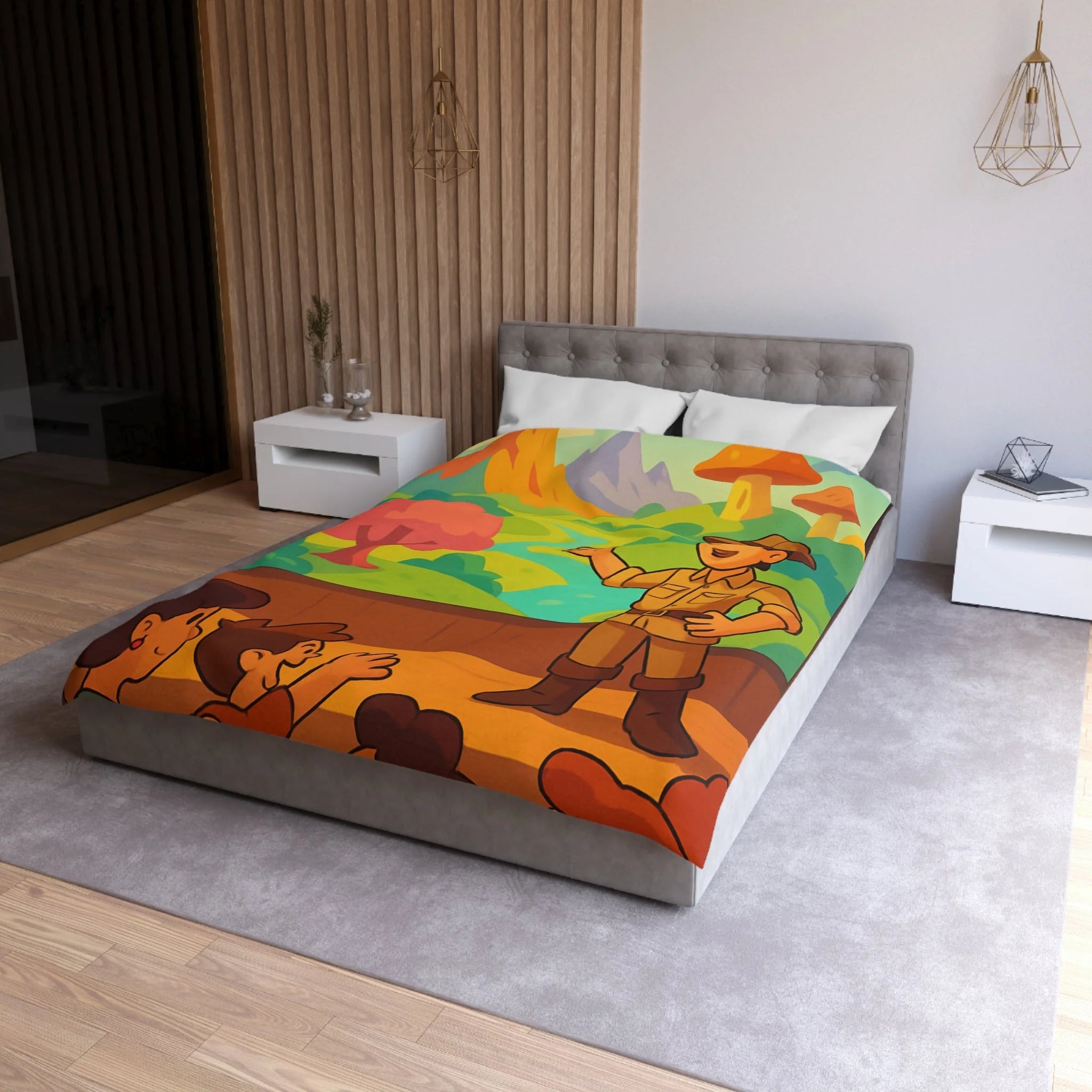 Housse de Couette Microfibre Illustration Unique Design Moderne Décoration Intérieure Raffinée