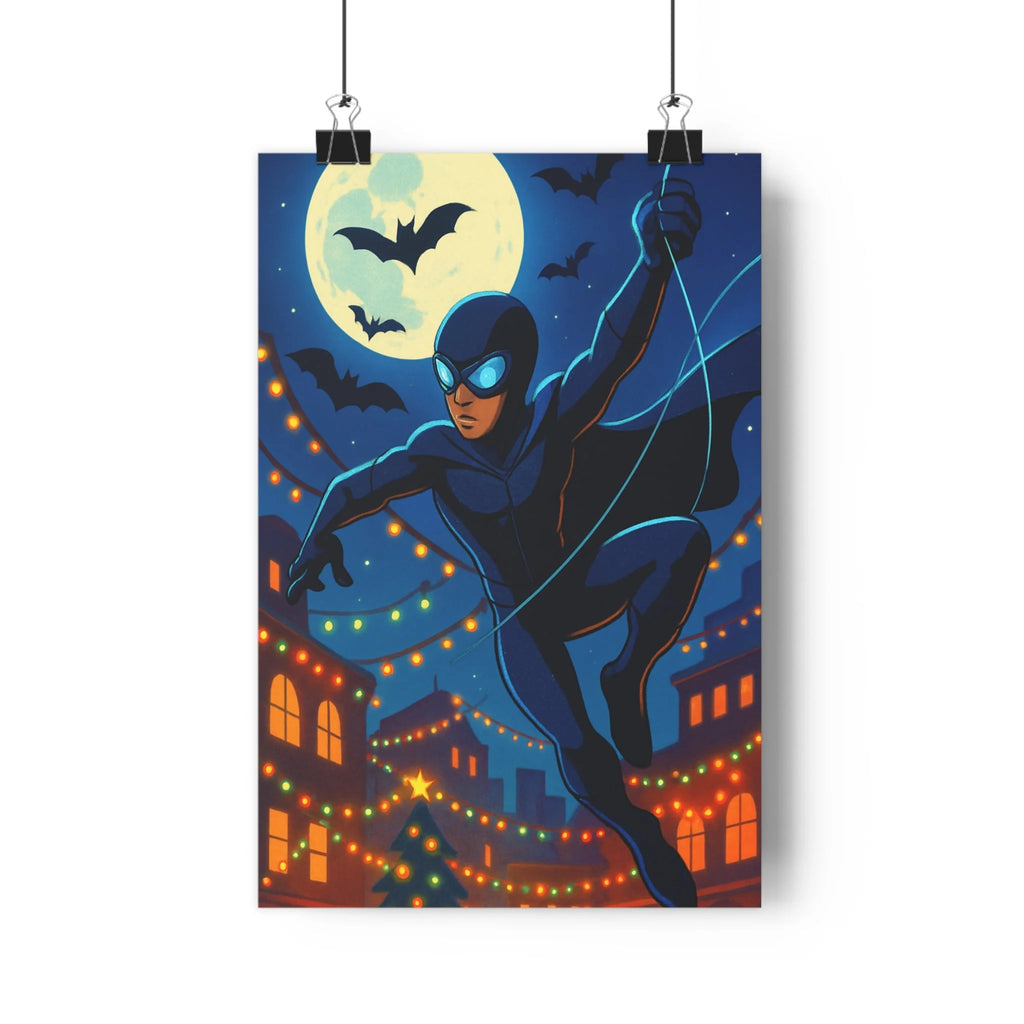 Poster décoratif héros mystérieux nuit bleu orange moderne chambre bureau ambiance captivante format 30x46