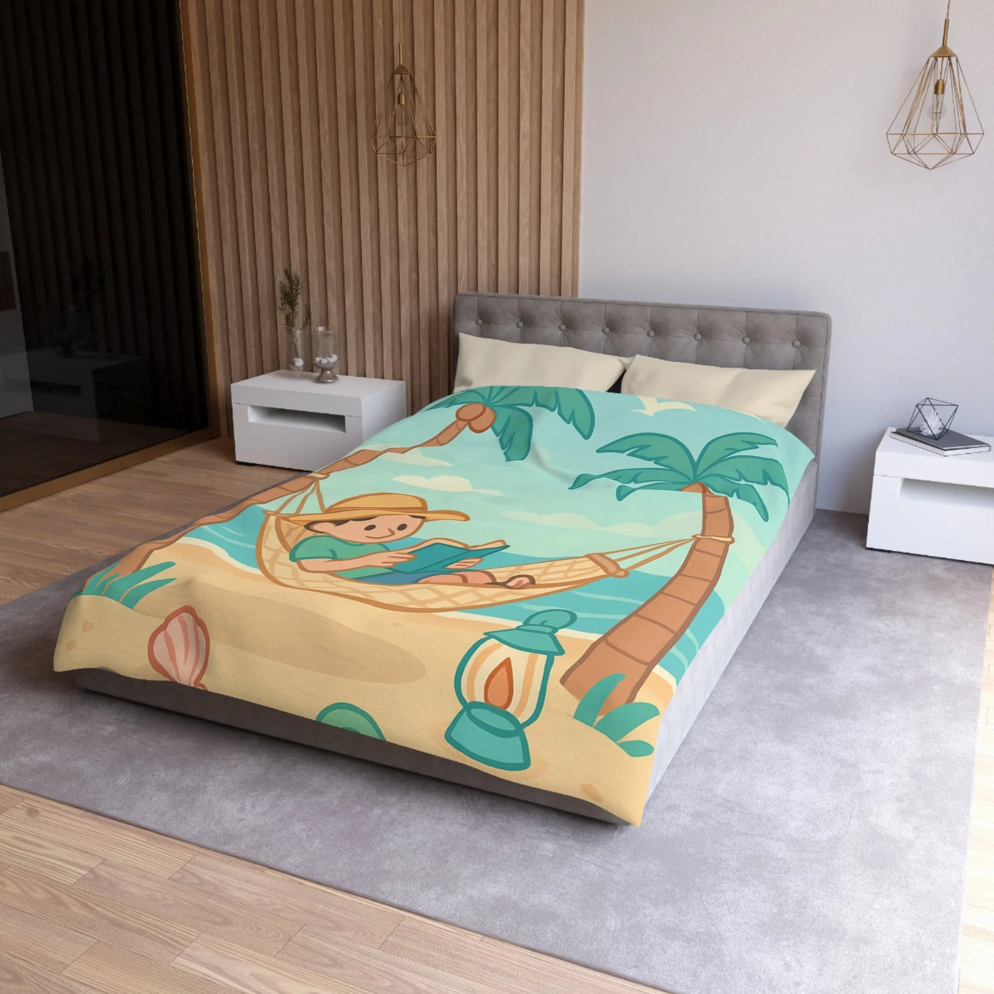 Housse de Couette Microfibre Motif Créatif Original Style Contemporain Chambre Élégante