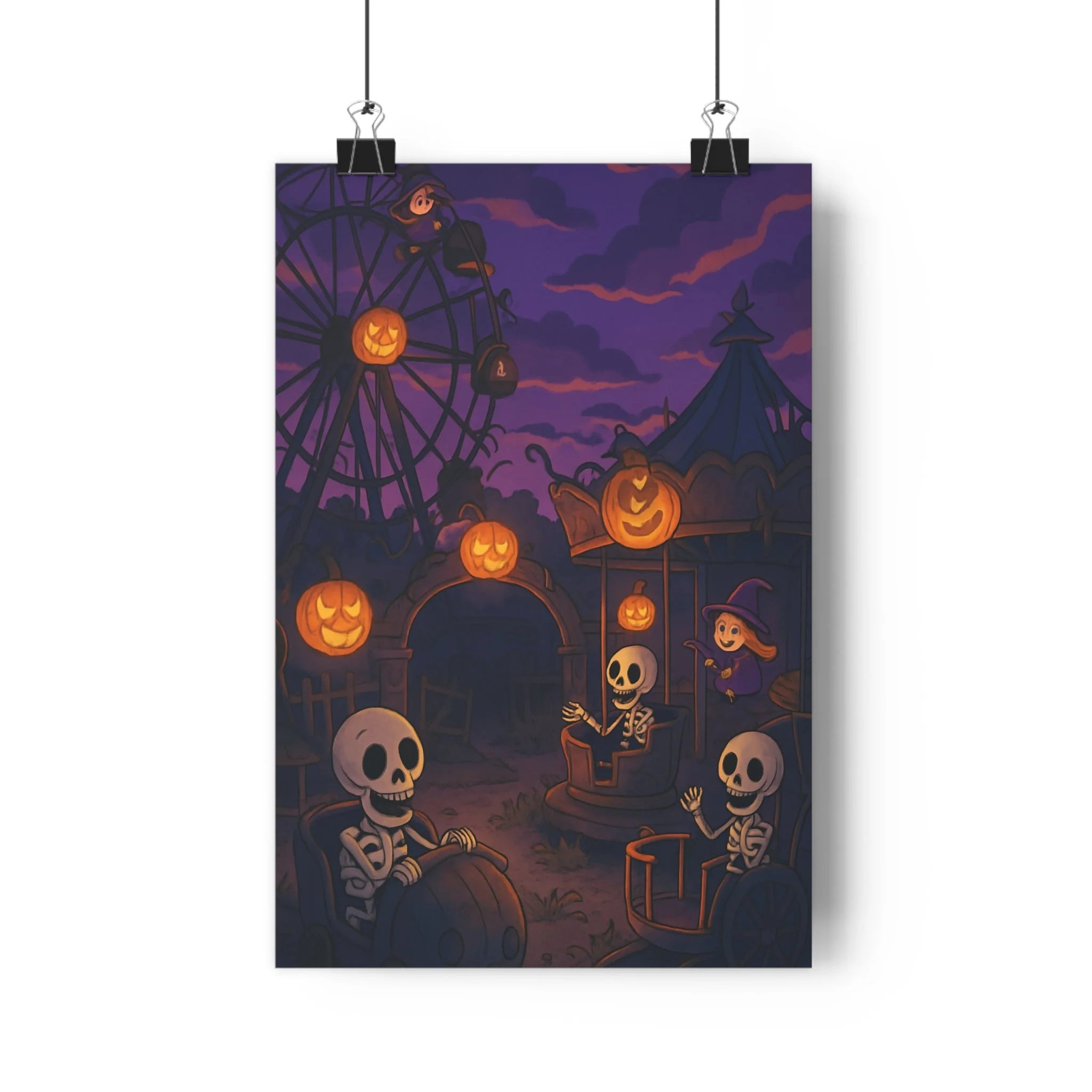 Poster décoratif cartoon violet orange noir ambiance mystique salon chambre enfant joyeux unique tendance