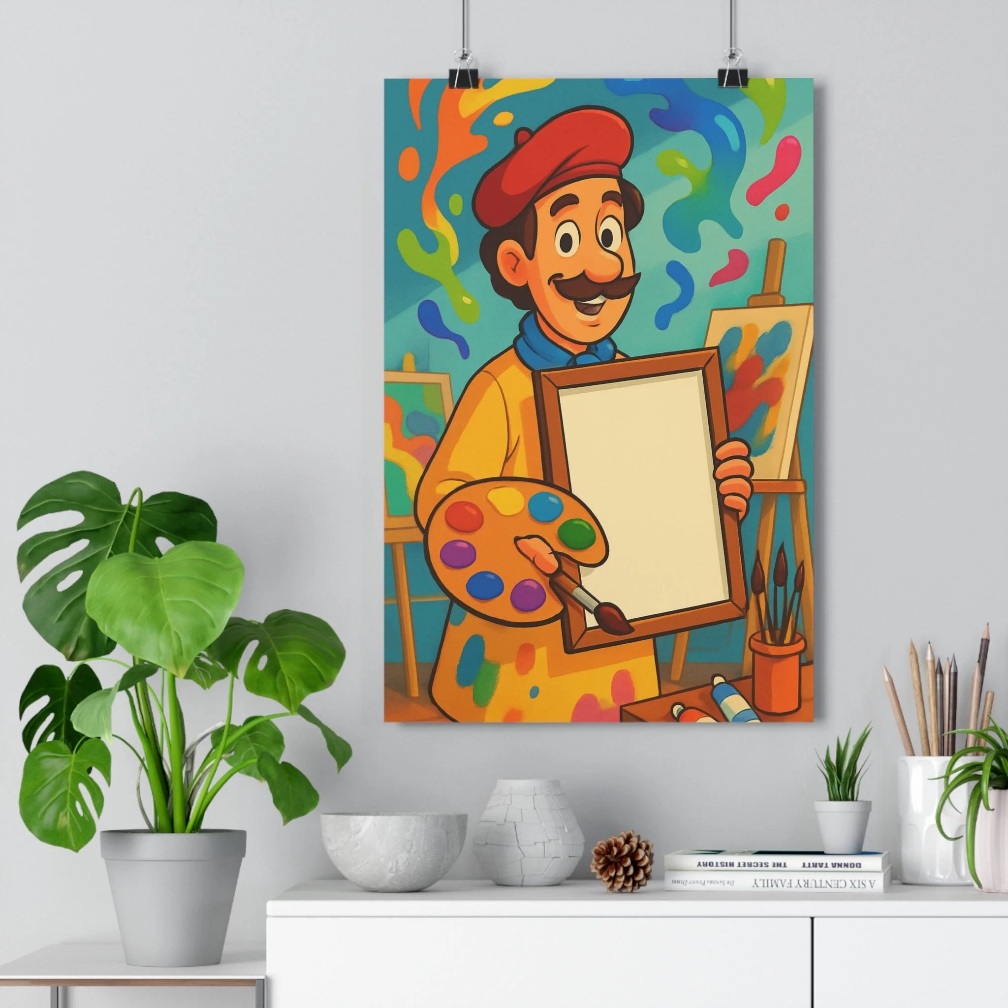 Poster décoratif cartoon couleurs vives artiste joyeux enfant chambre bureau créatif dynamique multicolore ambiance