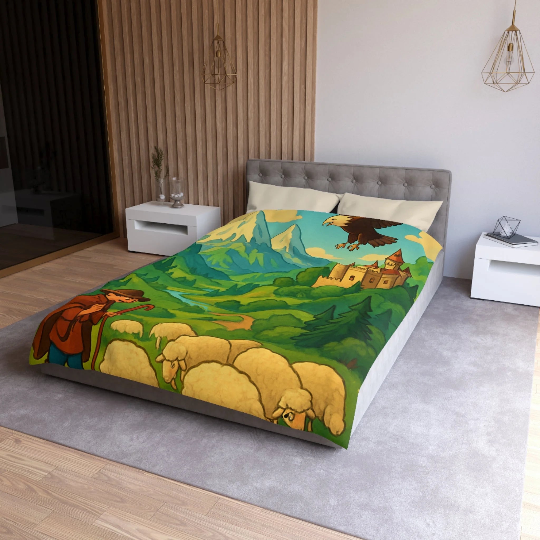 Housse de Couette Microfibre Design Artistique Moderne Décoration Chambre Confort Premium