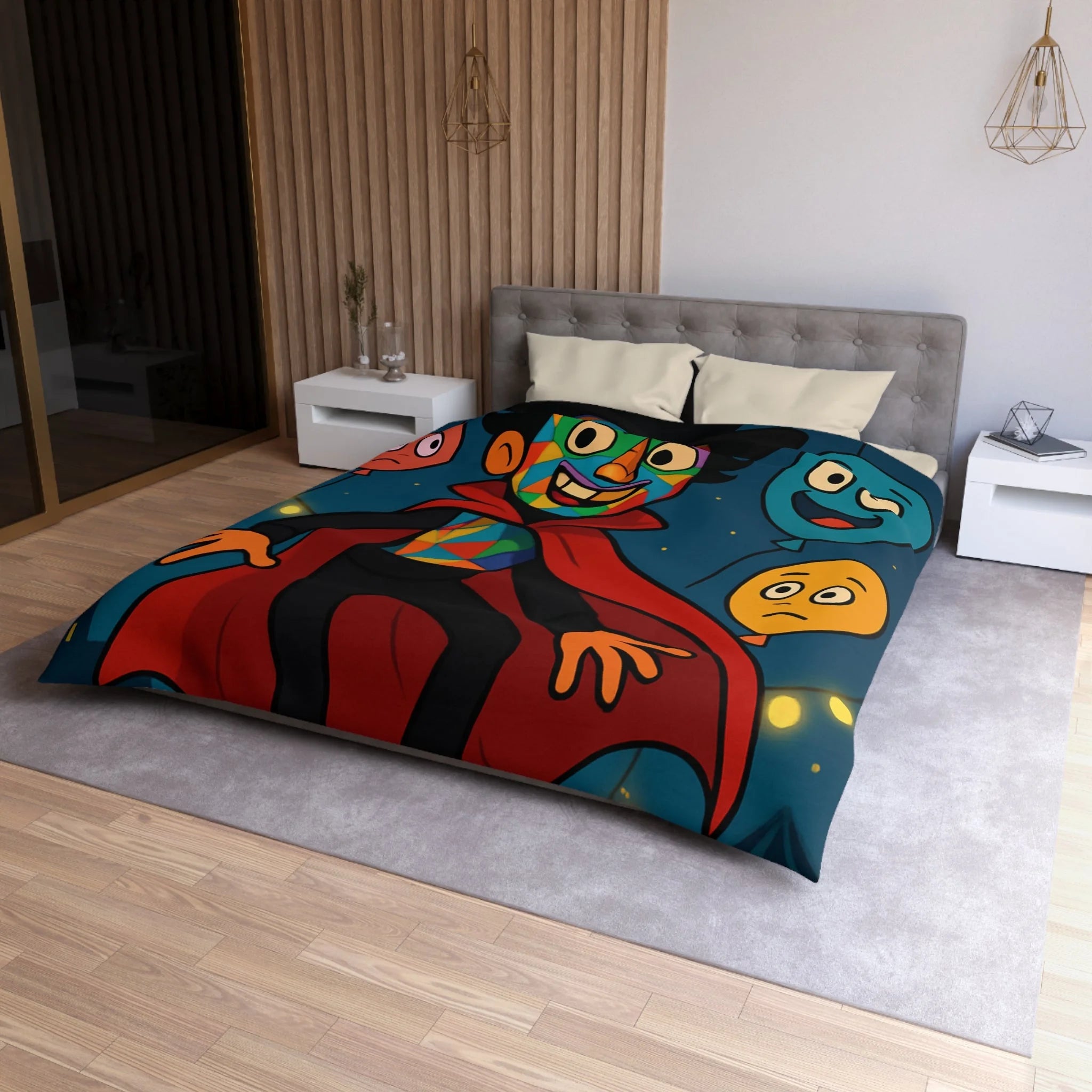 Housse de Couette Microfibre Design Artistique Moderne Décoration Chambre Confort Premium