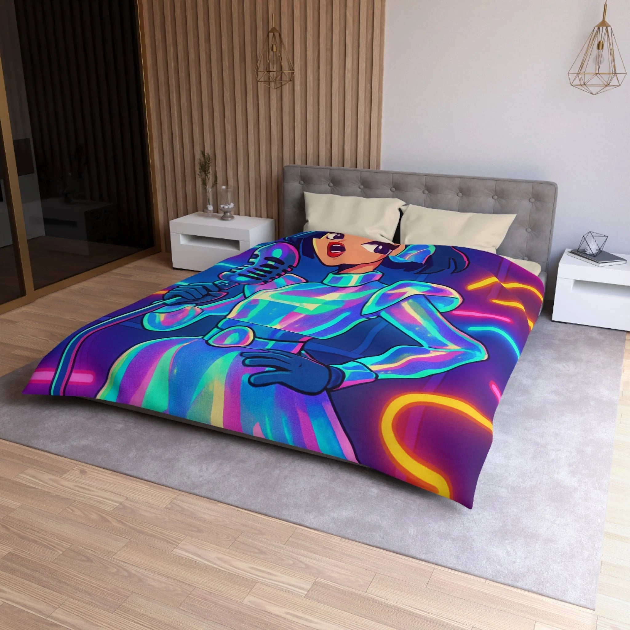Housse de Couette Microfibre Design Artistique Moderne Décoration Chambre Confort Premium