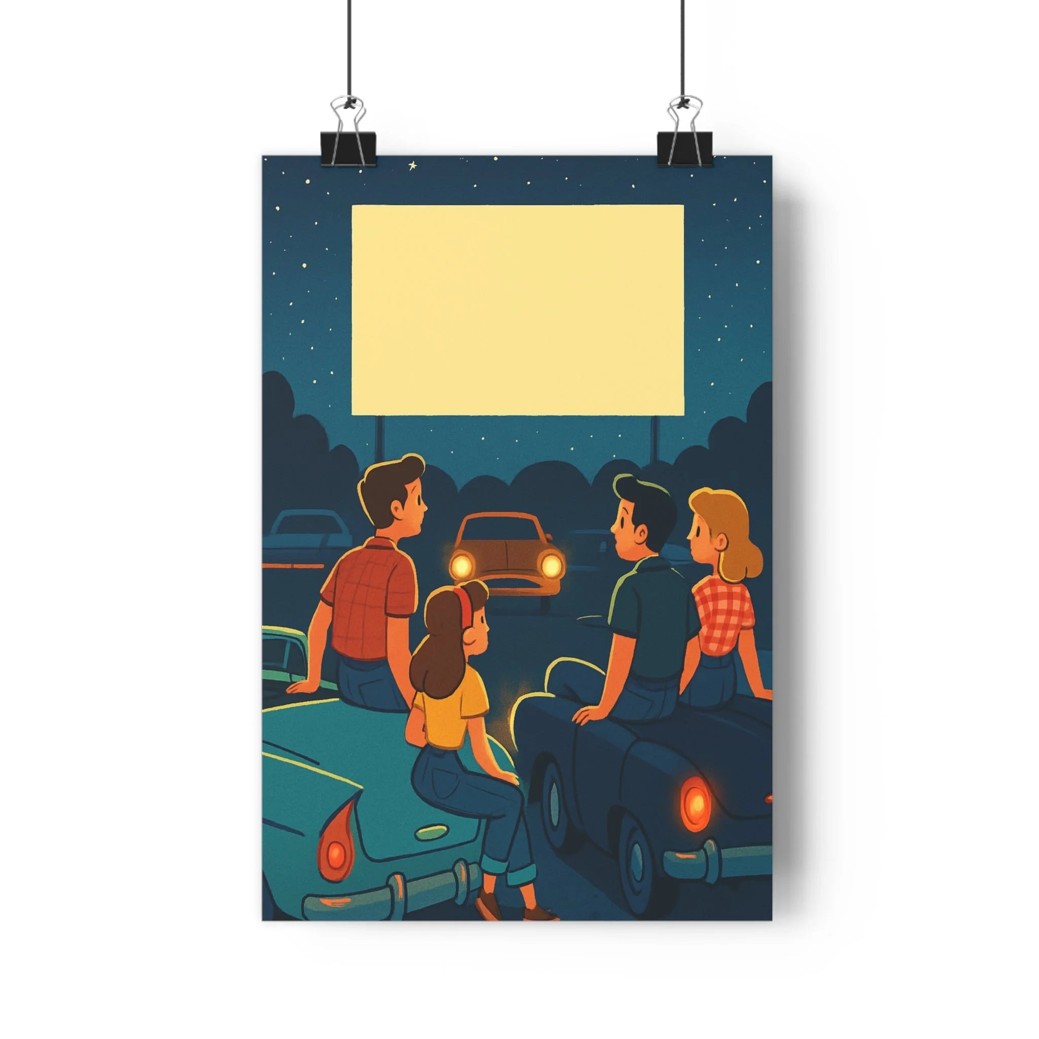 Poster décoratif vintage rétro cartoon étoilé nostalgique cinéma chambre salon chaleureux 30x46 mural ambiance