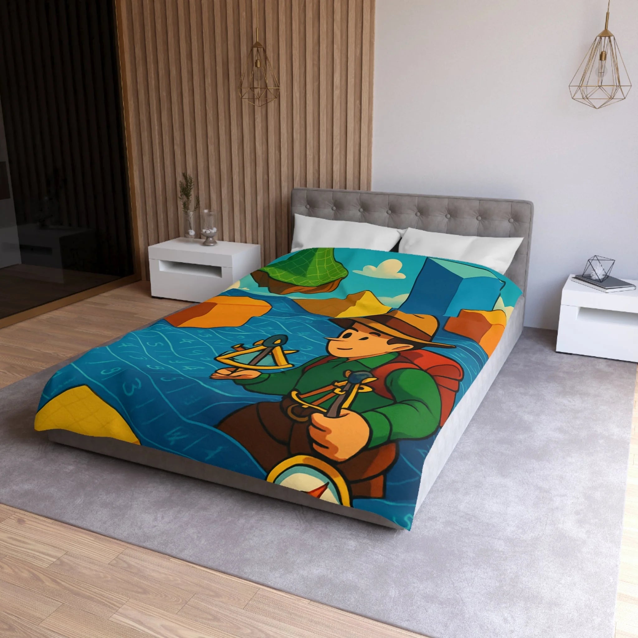 Housse de Couette Microfibre Motif Créatif Original Style Contemporain Chambre Élégante