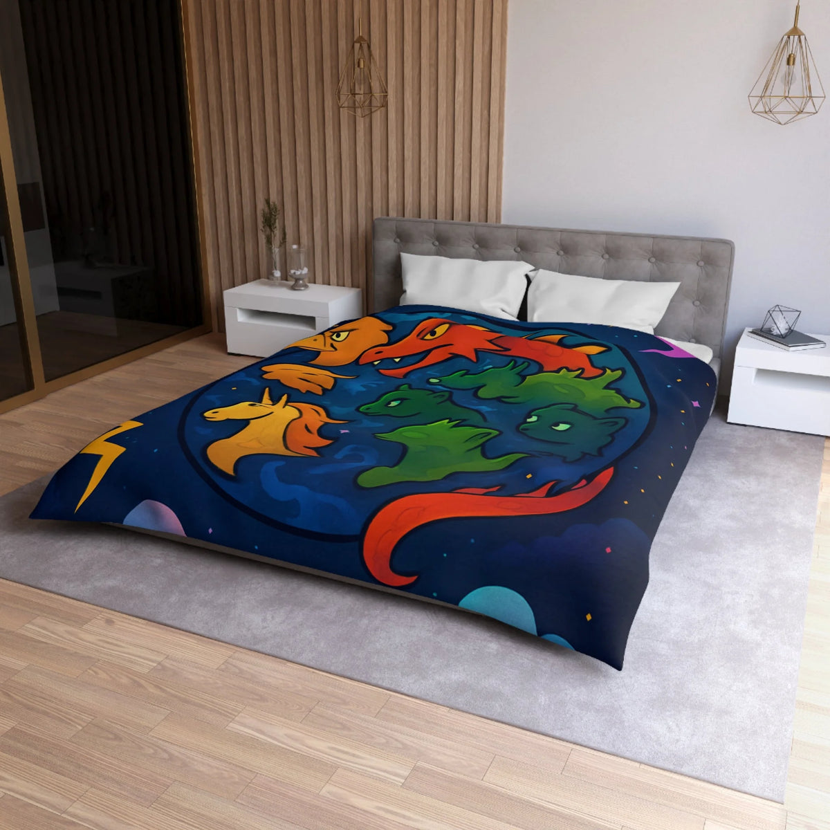 Housse de Couette Microfibre Illustration Unique Design Moderne Décoration Intérieure Raffinée