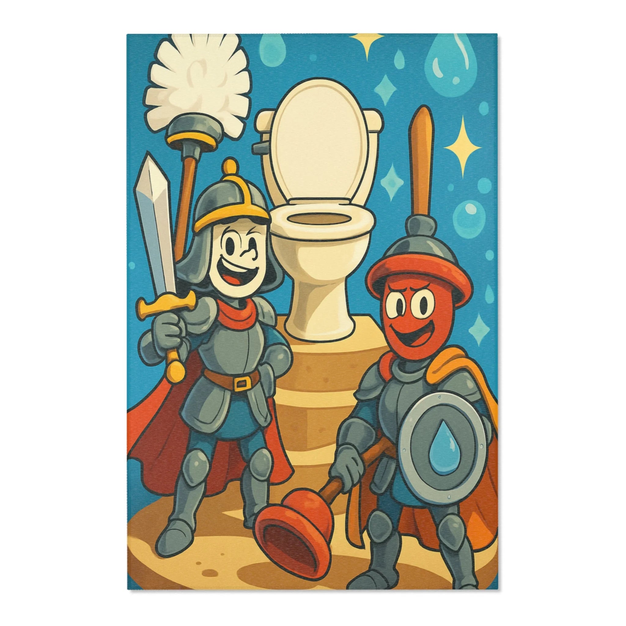 Tapis Unique pour Salle de Bain avec Design Chevaleresque et Humour Ludique