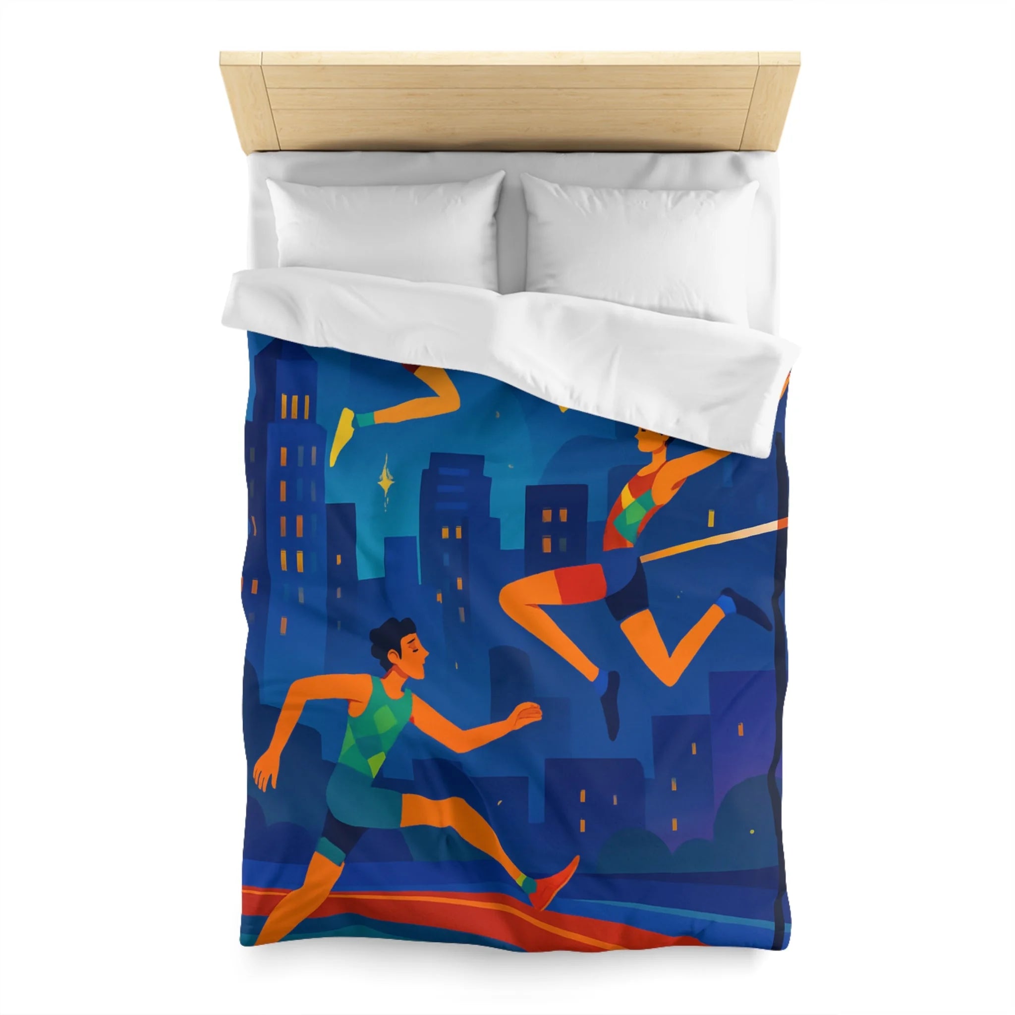 Housse de Couette Sportive avec Sauts et Course en Ville en Couleurs Vives