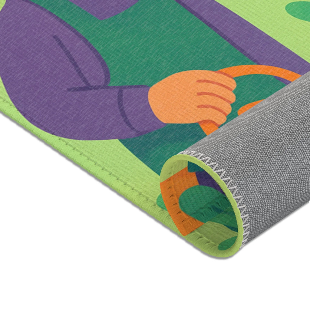 Tapis Naturel Multicolore avec Éléments Botaniques et Lumineux pour Intérieur Moderne et Ludique