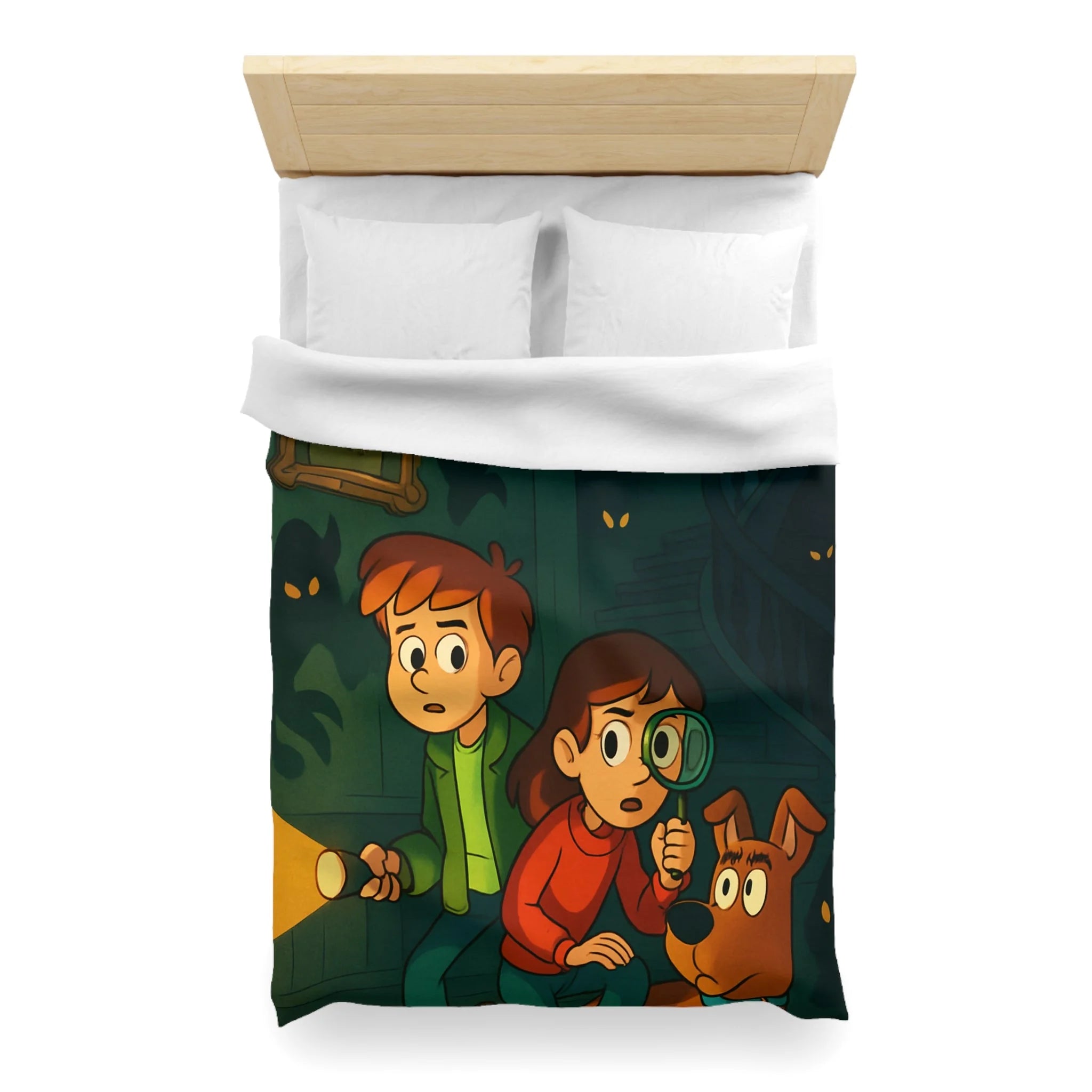 Housse de Couette Mystère Enfantine avec Chien Détective et Enfants Explorateurs