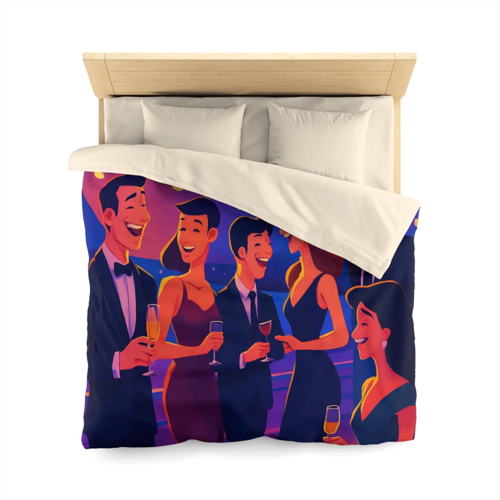Luxueuse housse de couette en croisière, ambiance fête nocturne élégante et festive