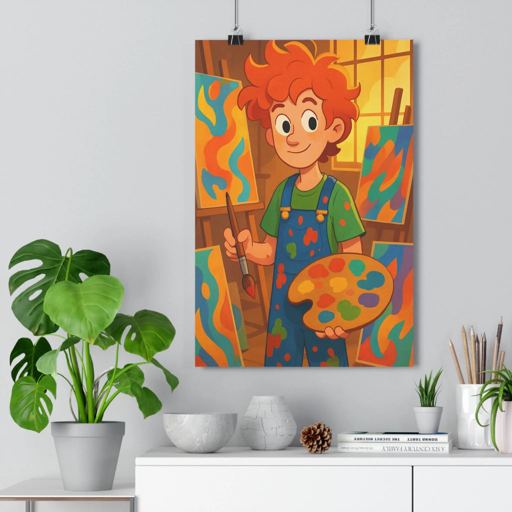 Poster décoratif vibrant dessin animé couleurs vives abstrait joyeux enfant chambre inspiration artistique unique