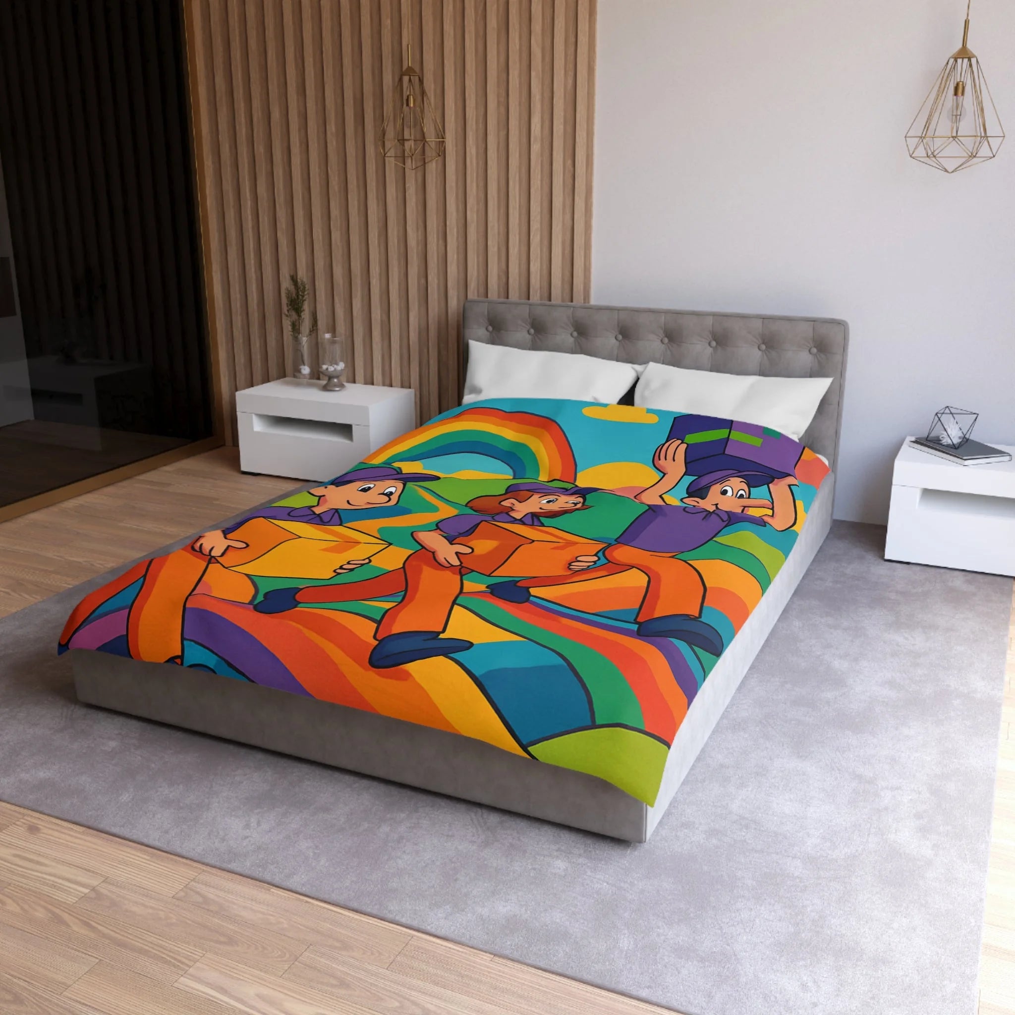 Housse de Couette Microfibre Design Artistique Moderne Décoration Chambre Confort Premium