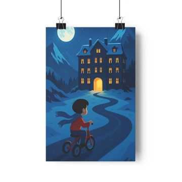 Poster décoratif mystérieux bleu cartoon intrigant enfant chambre atmosphère effrayante nuit dessin animé 30x46