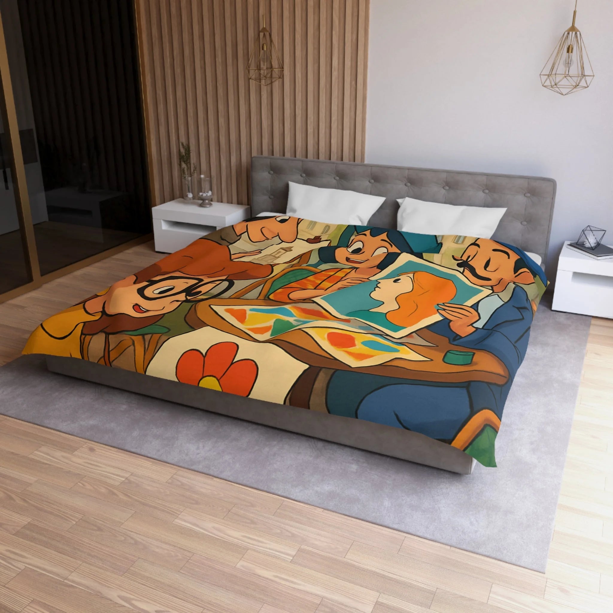 Housse de Couette Microfibre Illustration Unique Design Moderne Décoration Intérieure Raffinée