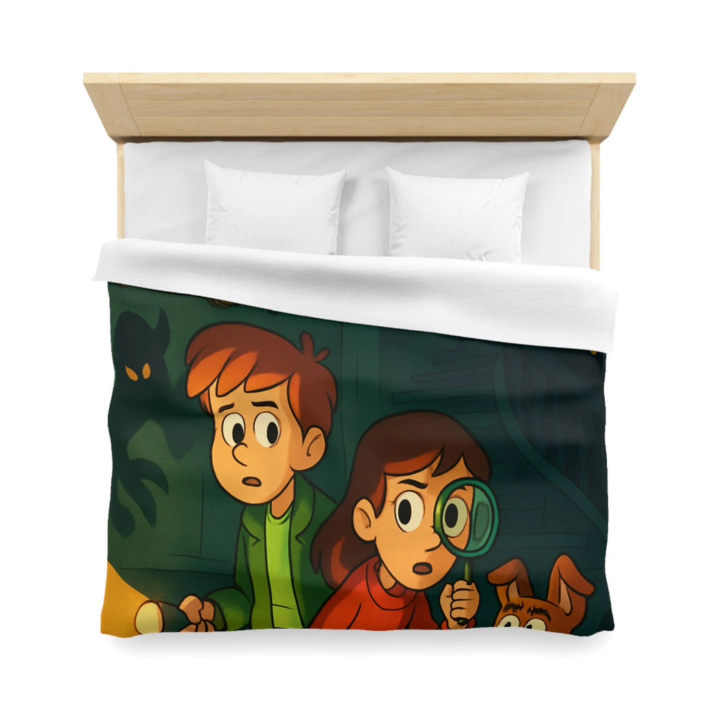Housse de Couette Mystère Enfantine avec Chien Détective et Enfants Explorateurs