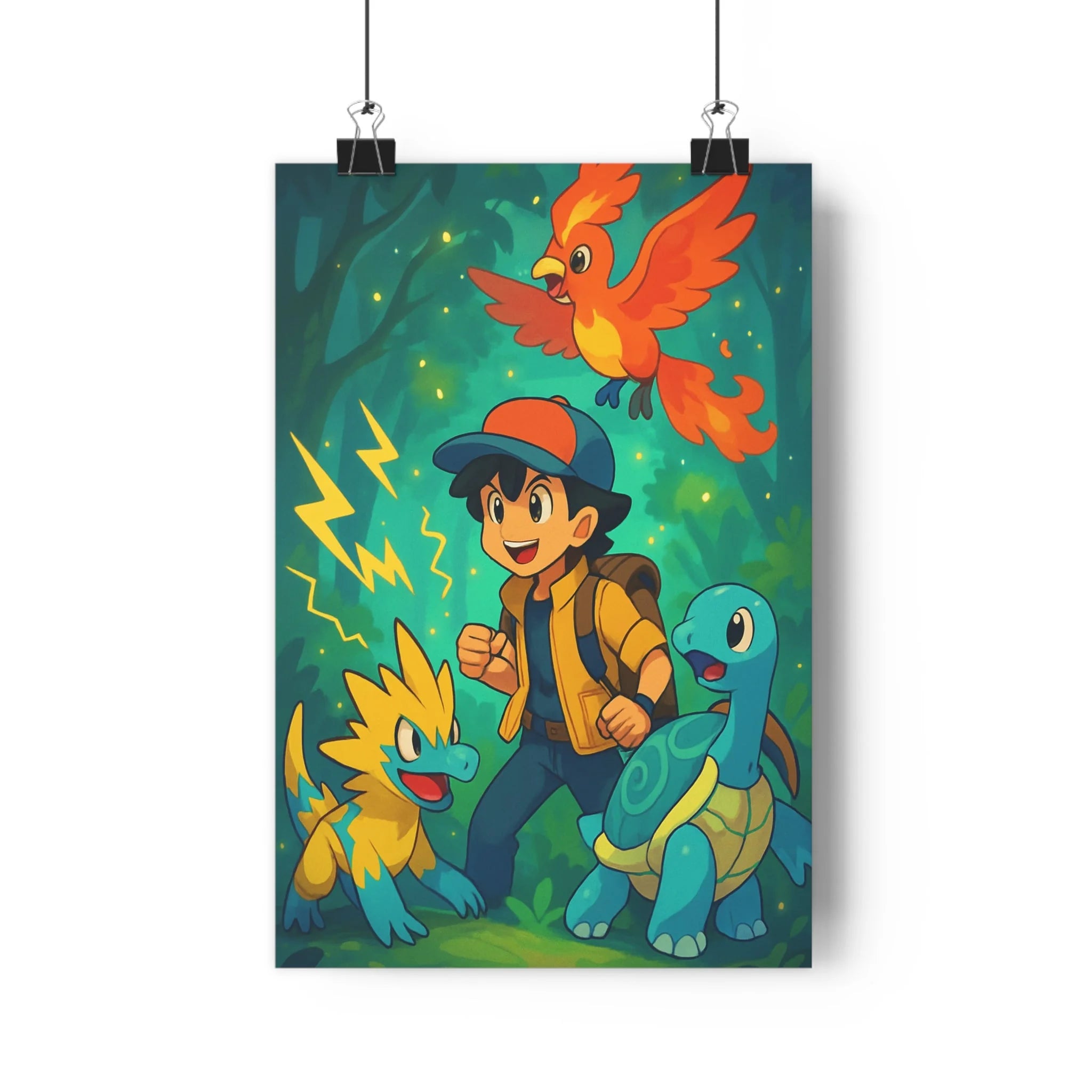 Poster décoratif cartoon bleu jaune enfant mystique aventure chambre vibrant dynamique créatif illustration murale