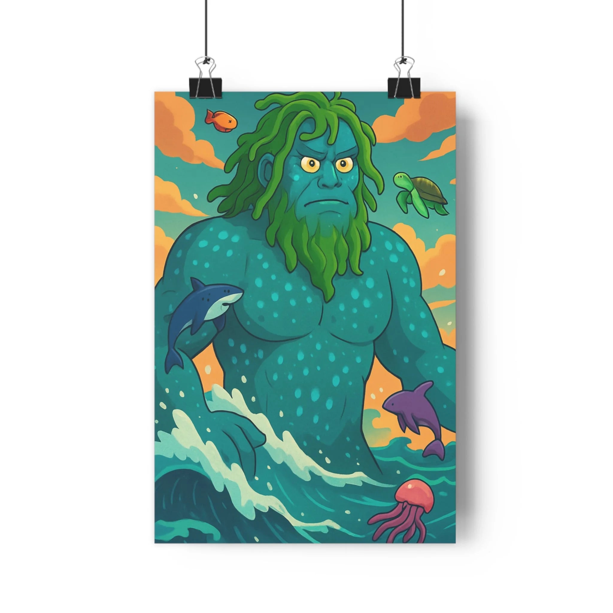 Poster décoratif océanique bleu vert animé mystique aventure salon chambre mural artistique apaisant qualité