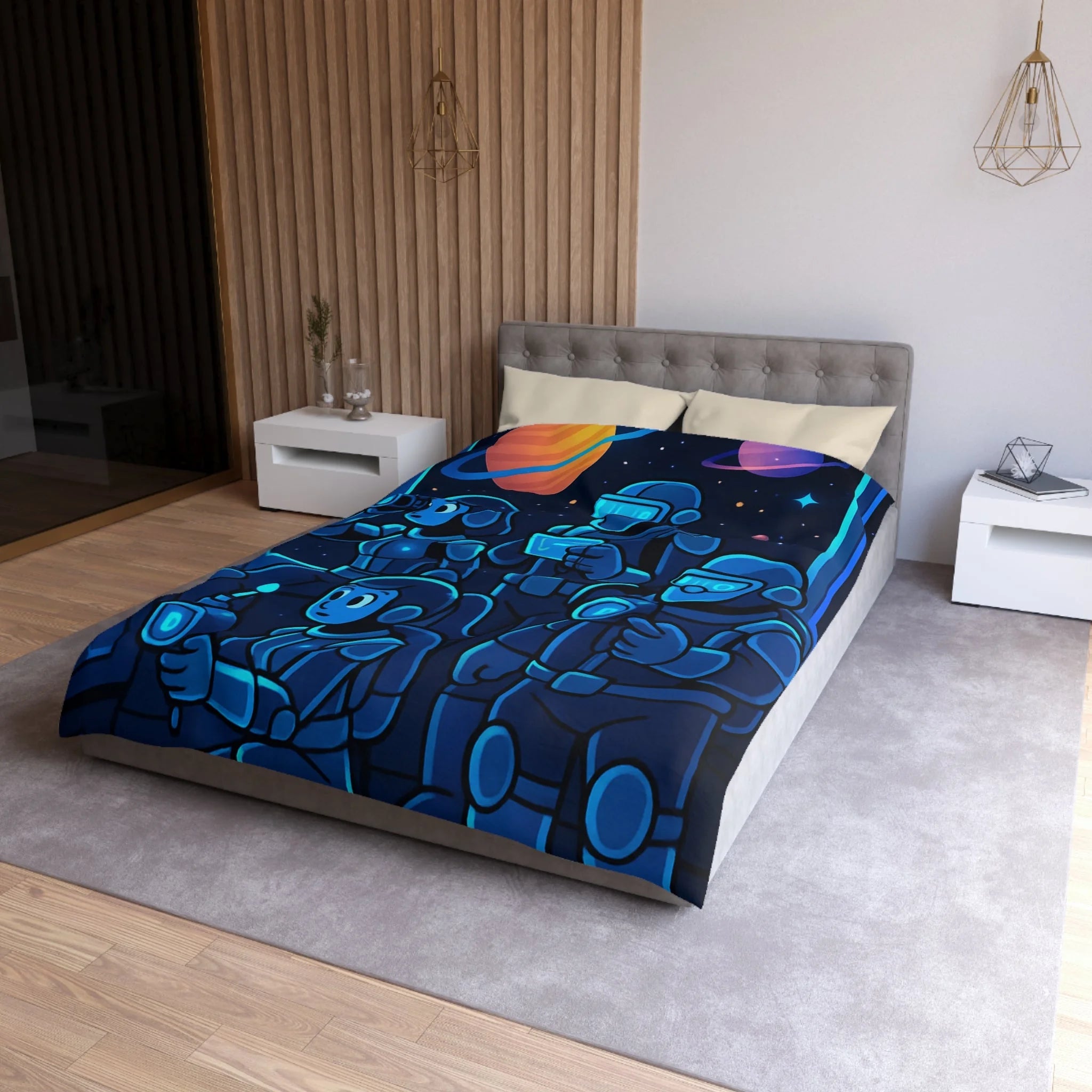 Housse de Couette Microfibre Motif Créatif Original Style Contemporain Chambre Élégante