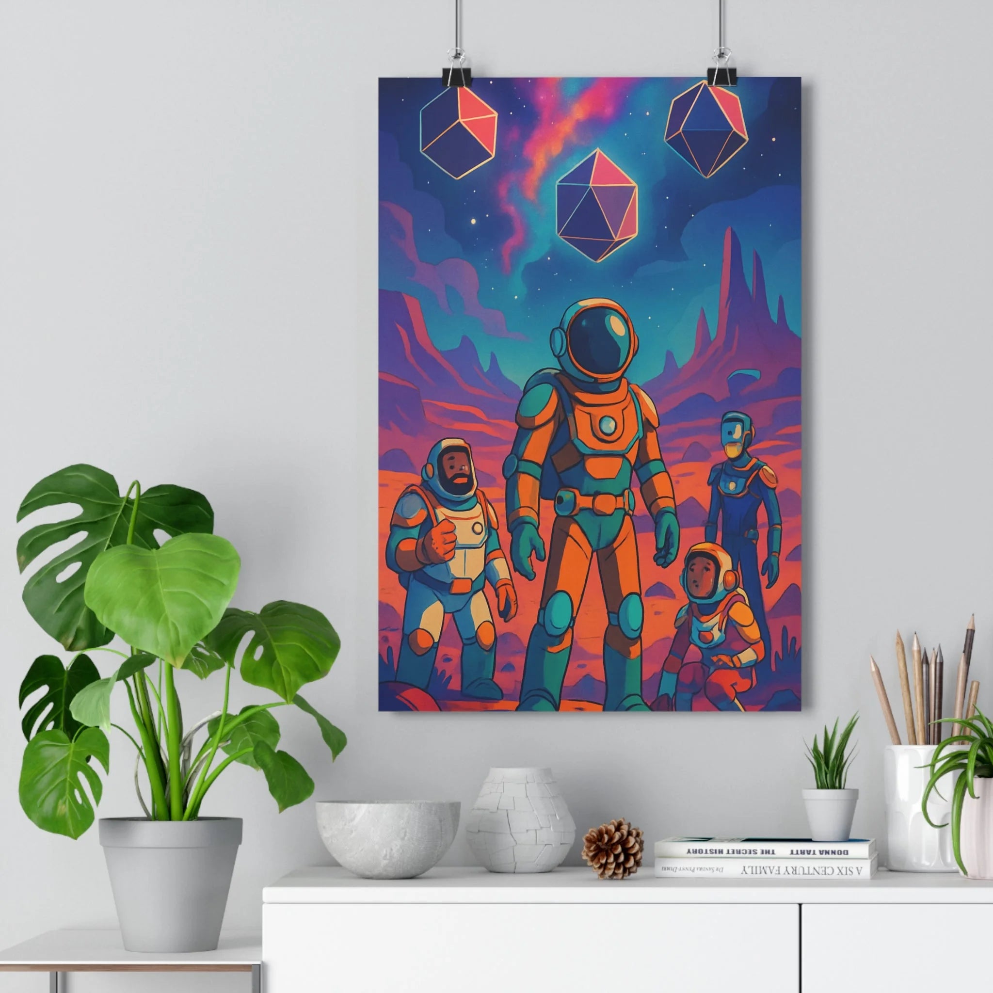 Poster décoratif sciencefiction orange violet futuriste mystérieux salon bureau chambre design moderne élégant qualité