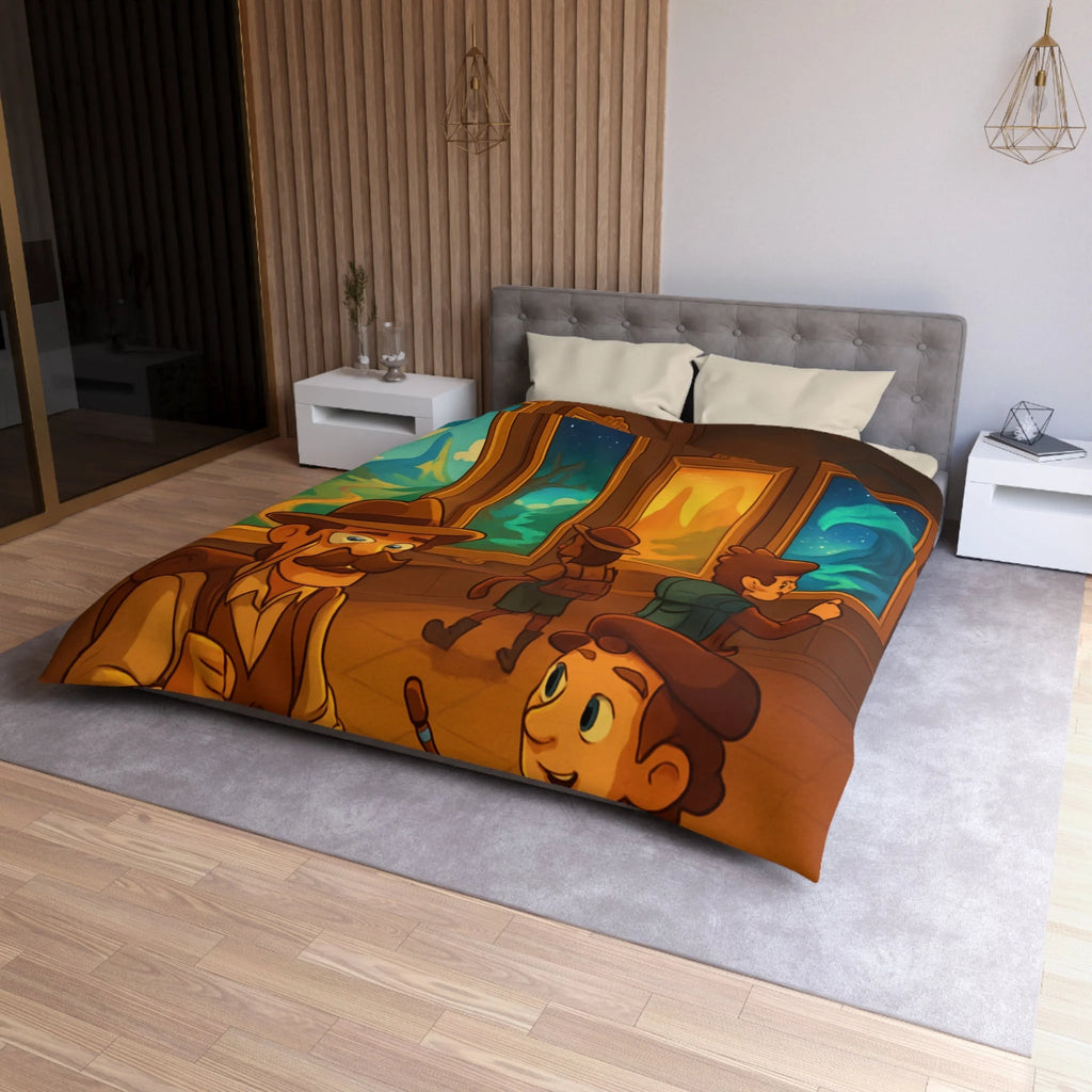 Housse de couette pour enfants avec aventure mystérieuse dans une galerie d'art