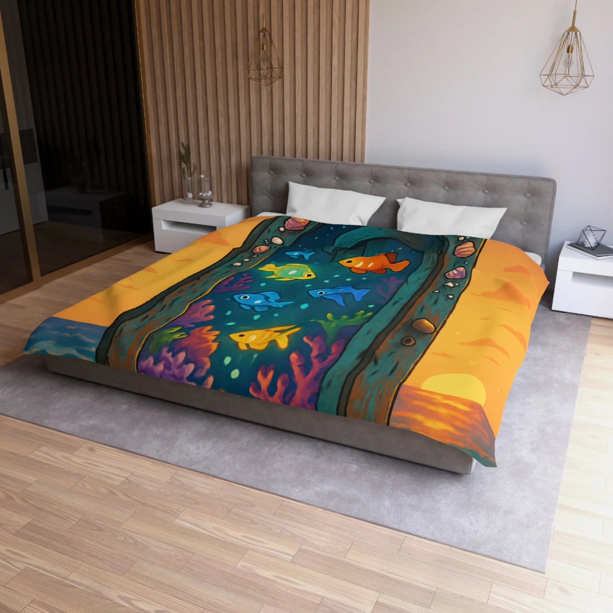 Housse de Couette Microfibre Motif Créatif Original Style Contemporain Chambre Élégante