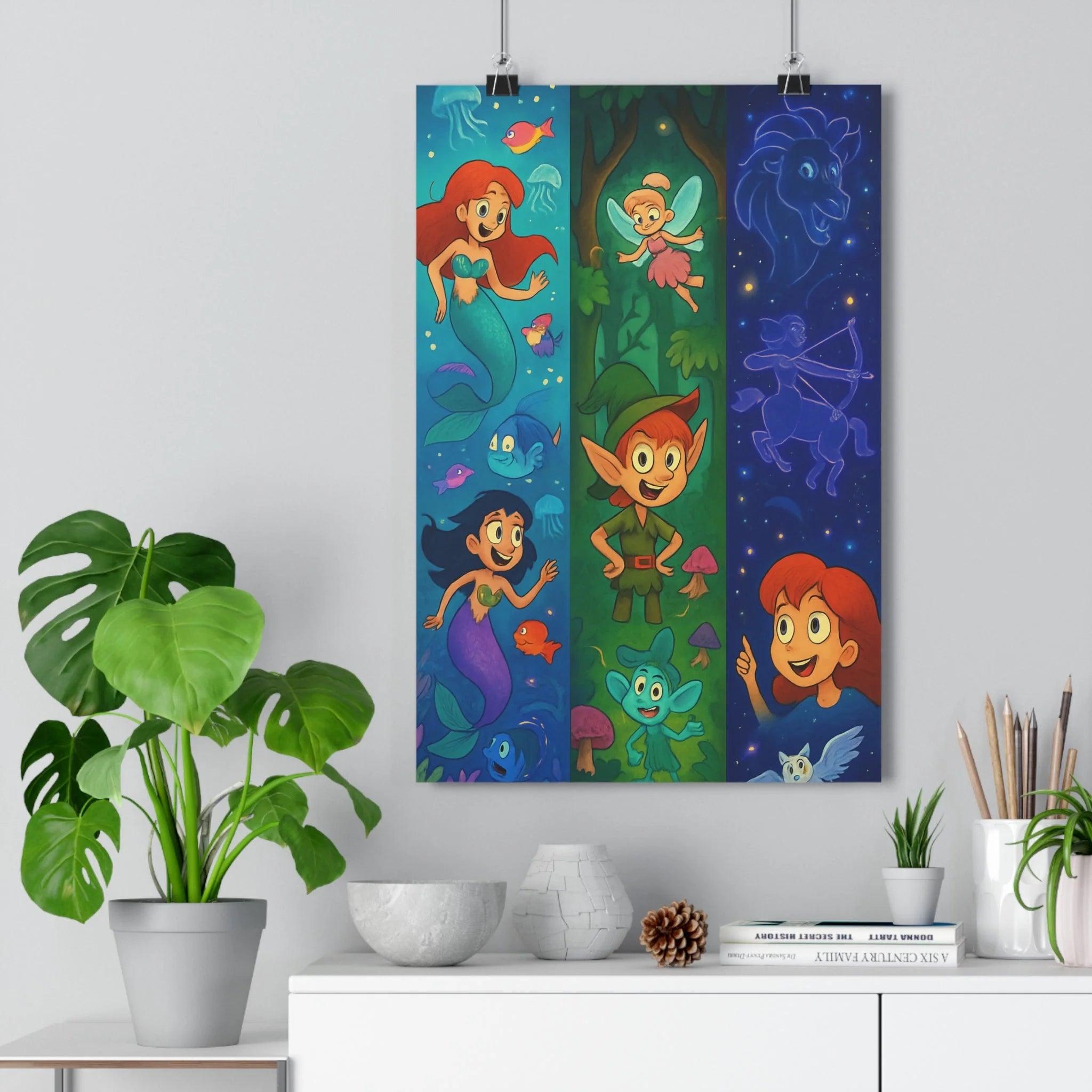 Poster décoratif fantastique coloré océan forêt enchantée mystique salon chambre enfant vibrant tendance unique