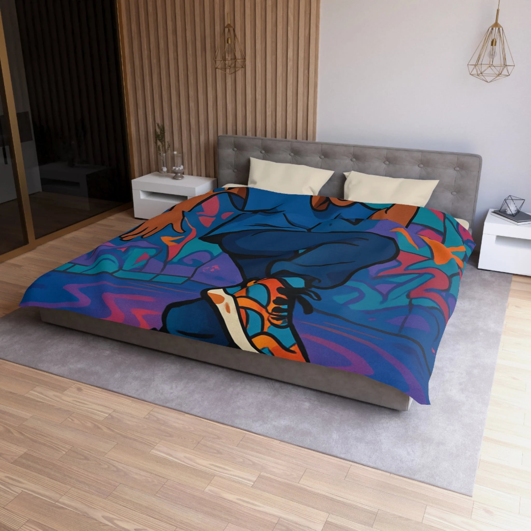 Housse de couette vibrante danseur street art moderne pour chambre adolescente colorée