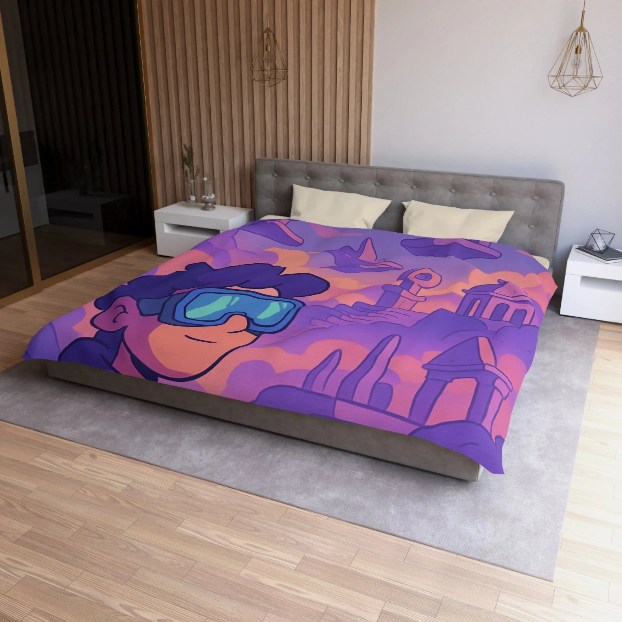 Housse de Couette Microfibre Design Artistique Moderne Décoration Chambre Confort Premium