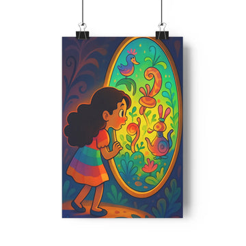 Poster décoratif multicolore cartoon mystique aventure enfant chambre salon nature magique vibrant rêveur fascinant