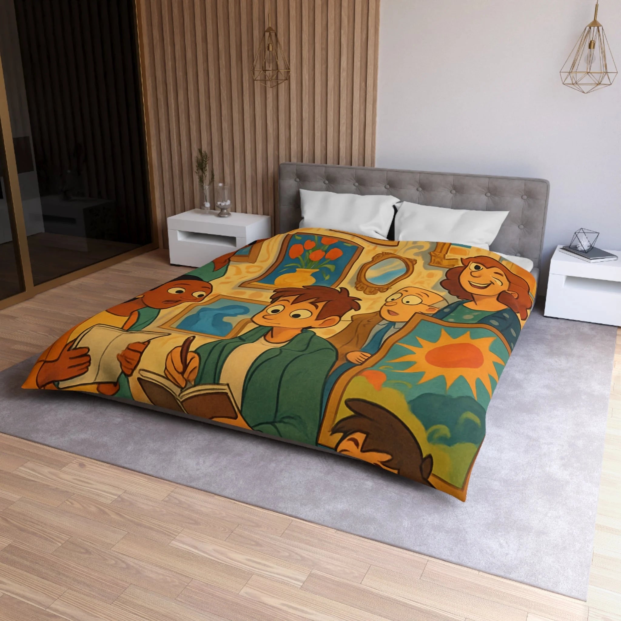 Housse de Couette Microfibre Design Artistique Moderne Décoration Chambre Confort Premium