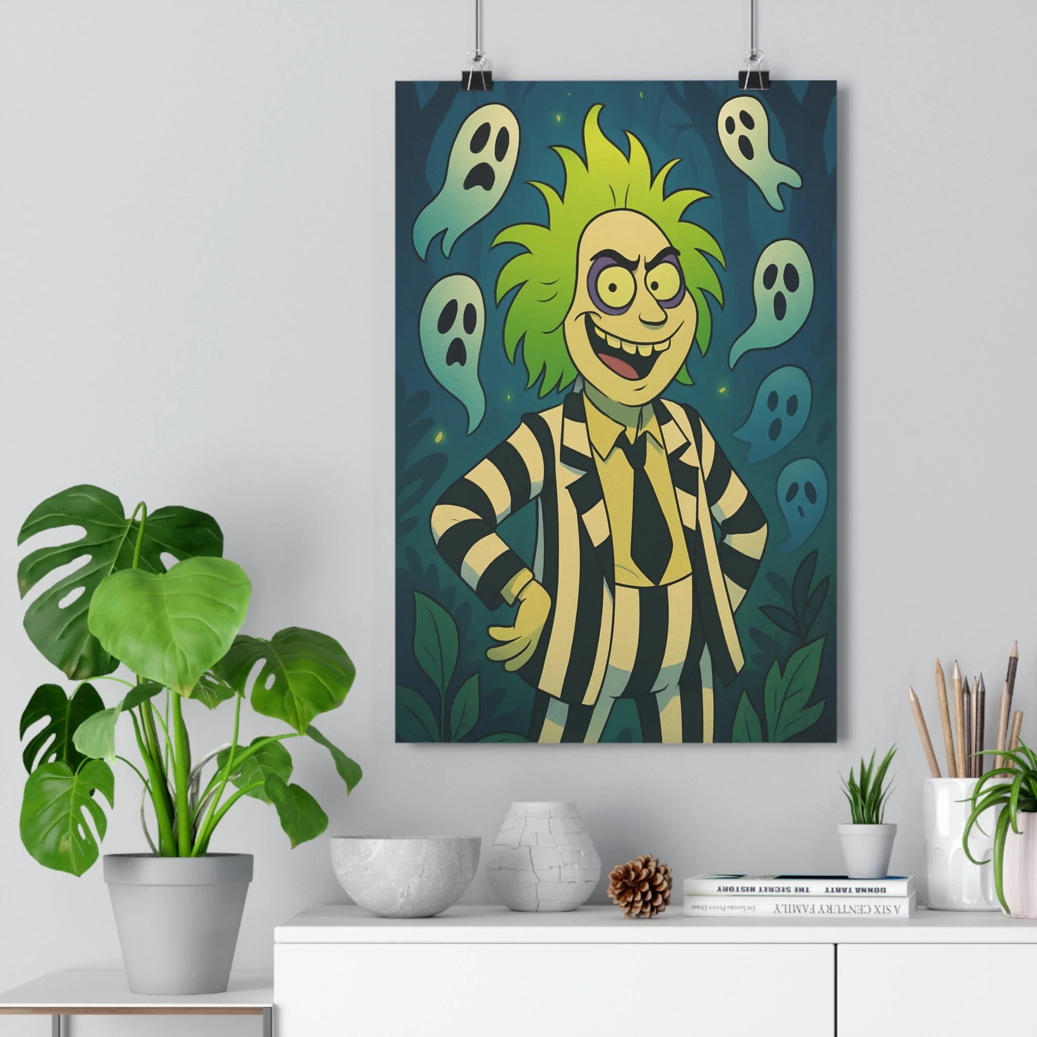 Poster décoratif gothique vert bleu mystérieux forêt fantaisie chambre salon art mur qualité premium