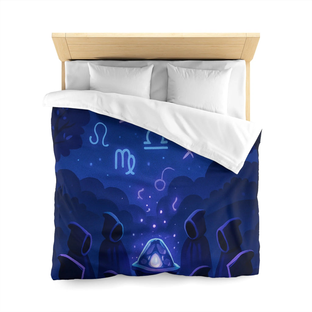 Housse de couette mystique avec symboles zodiacaux et lune pour ambiance ésotérique