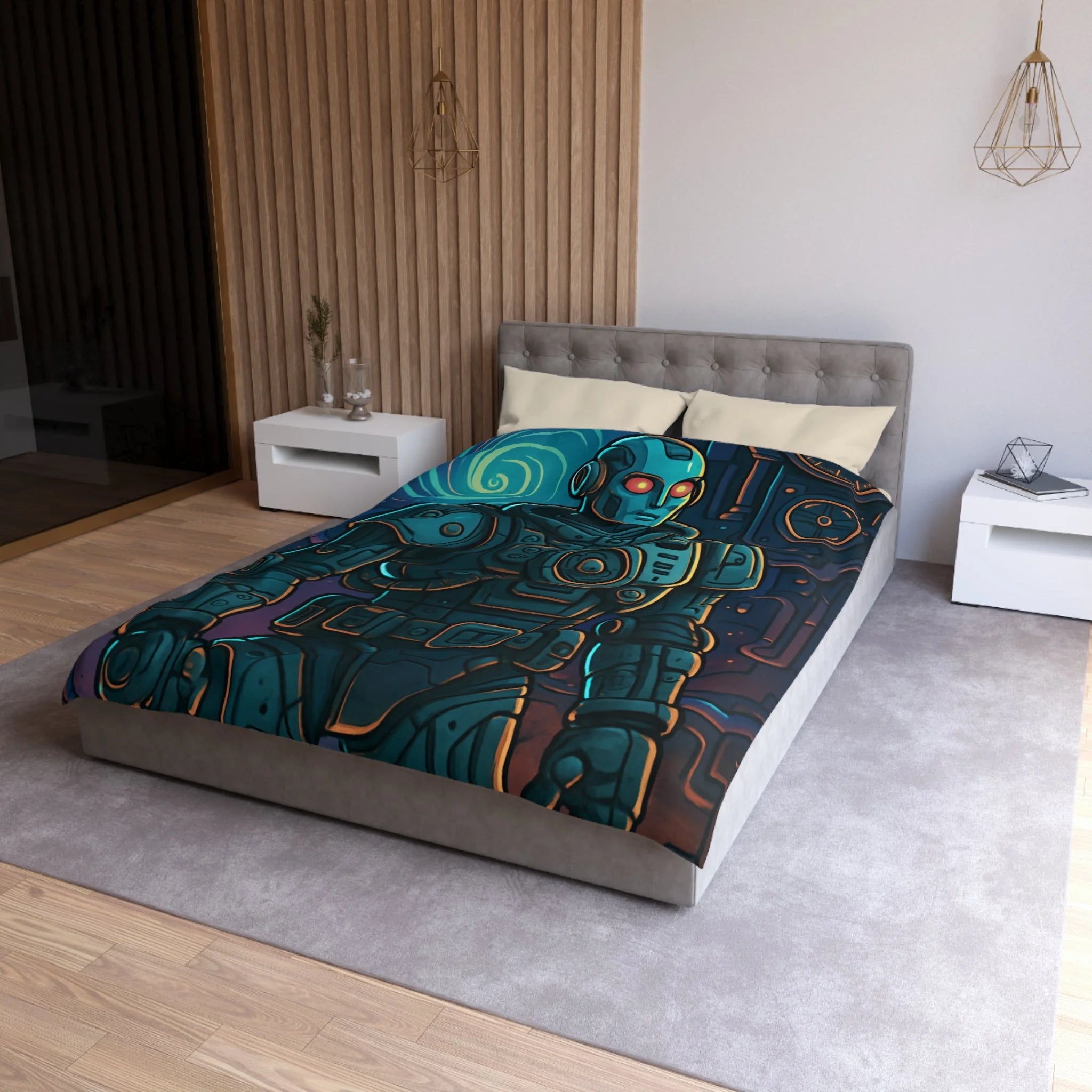 Housse de Couette Microfibre Illustration Unique Design Moderne Décoration Intérieure Raffinée