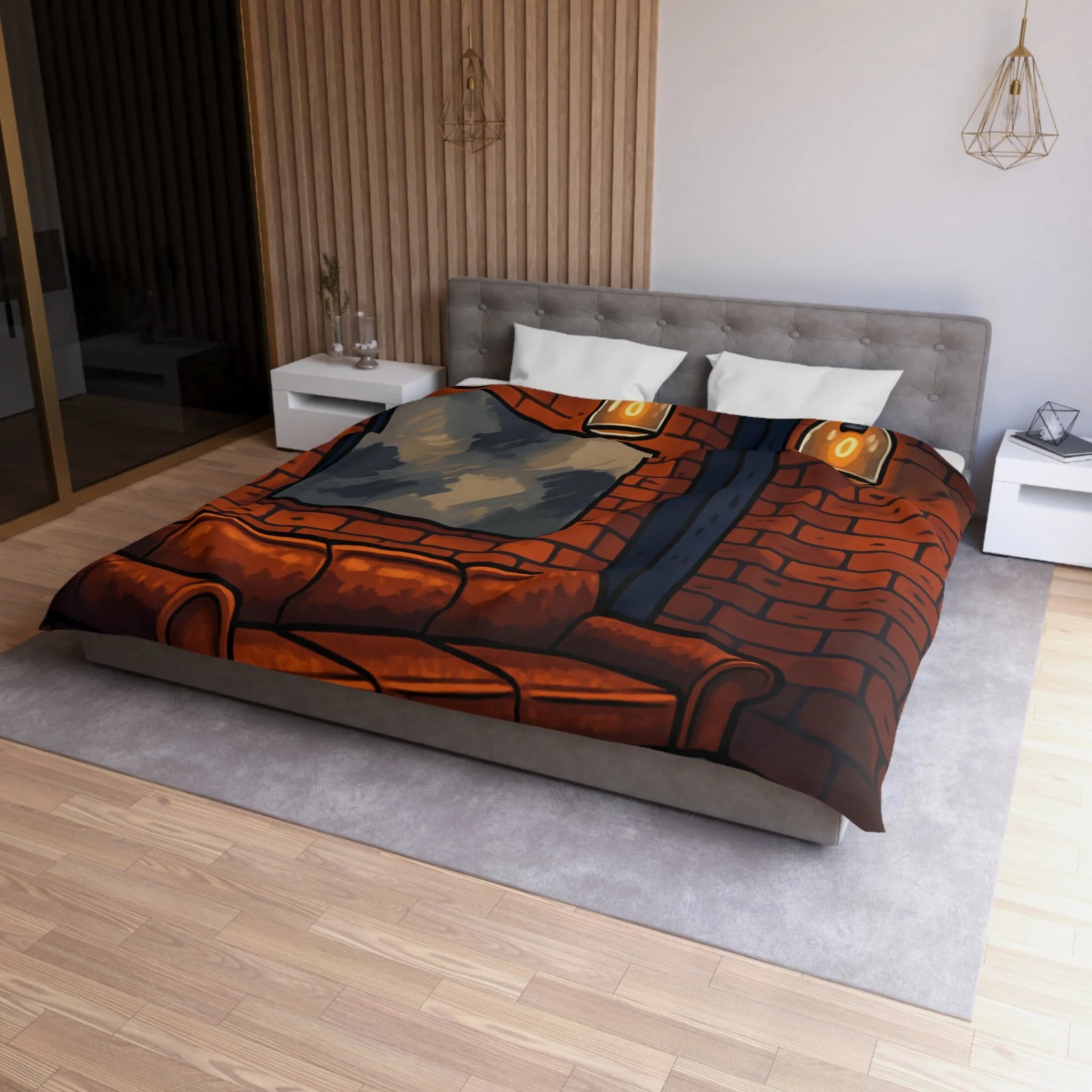 Housse de Couette Microfibre Illustration Unique Design Moderne Décoration Intérieure Raffinée