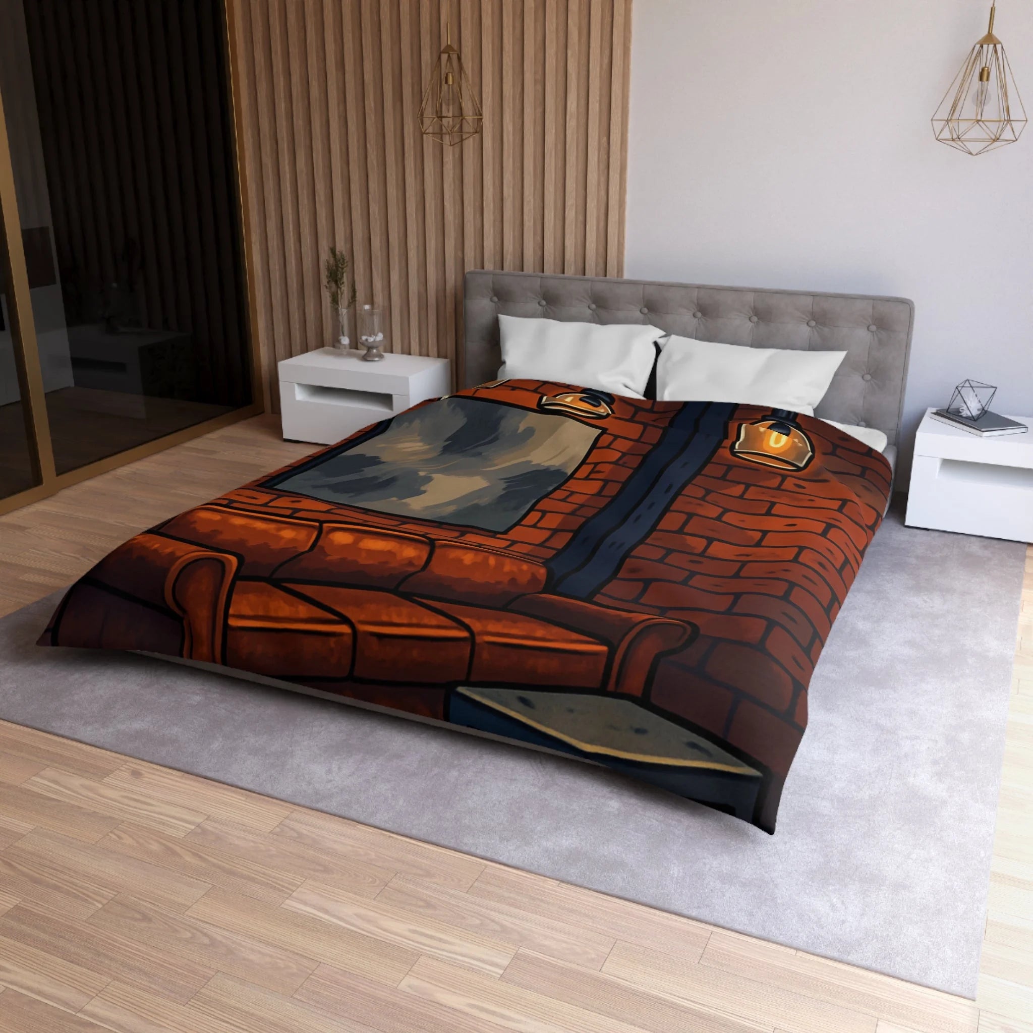 Housse de Couette Microfibre Illustration Unique Design Moderne Décoration Intérieure Raffinée