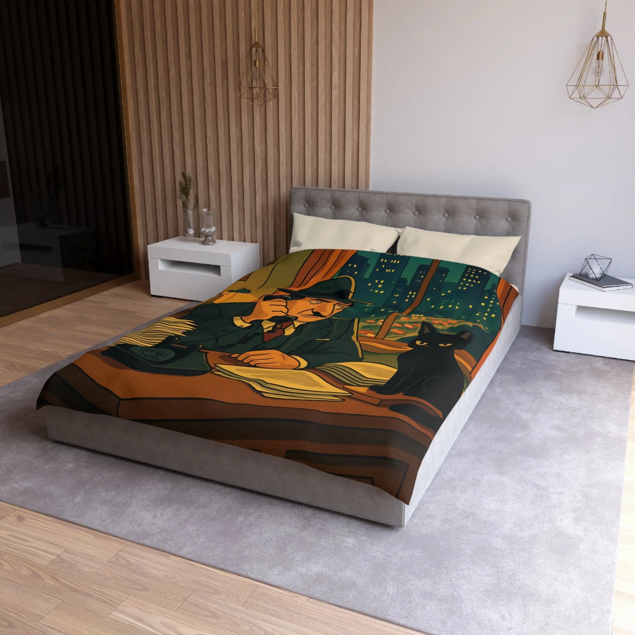 Housse de Couette Microfibre Motif Créatif Original Style Contemporain Chambre Élégante
