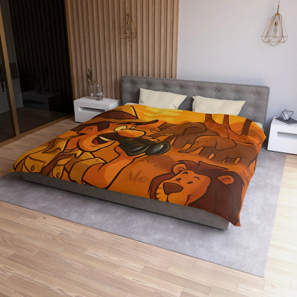 Housse de couette safari au coucher de soleil avec animaux d'Afrique pour enfants