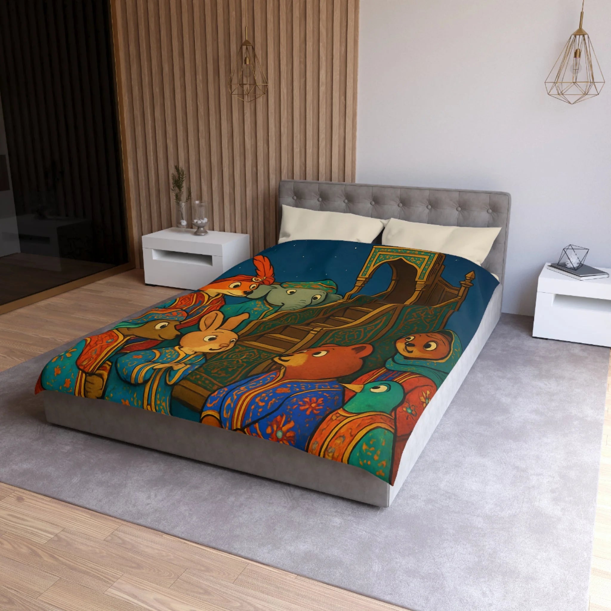 Housse de Couette Microfibre Design Artistique Moderne Décoration Chambre Confort Premium