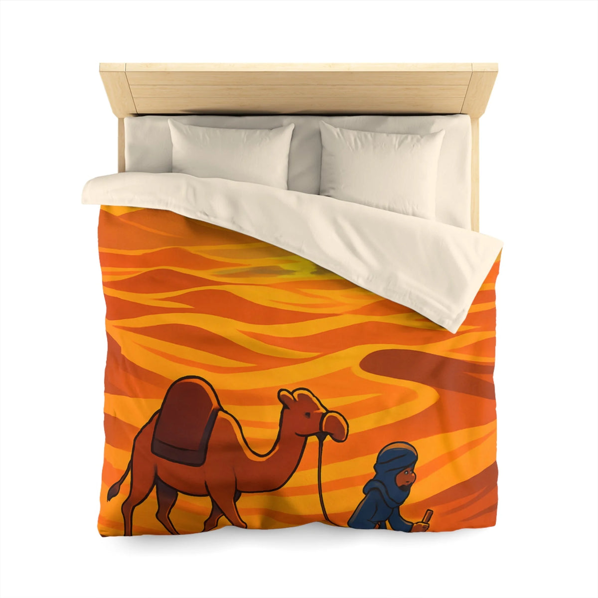 Sublime illustration de désert avec dromadaire et oasis pour housse de couette exotique