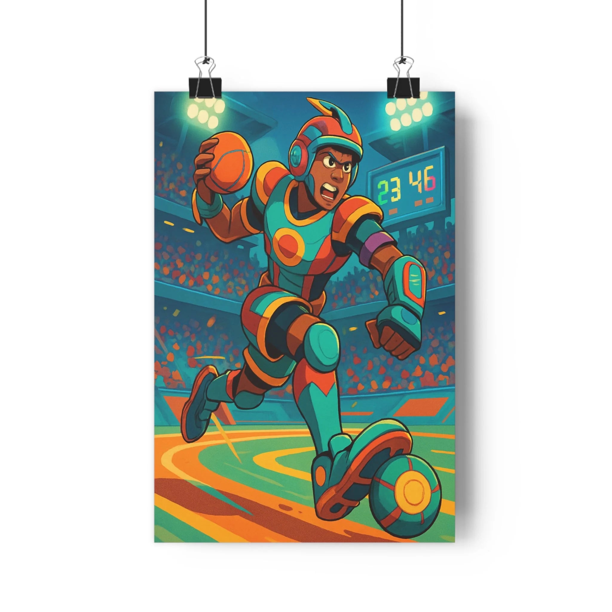 Poster décoratif cartoon sportif bleu orange rouge dynamique chambre salon enfant énergie moderne qualité