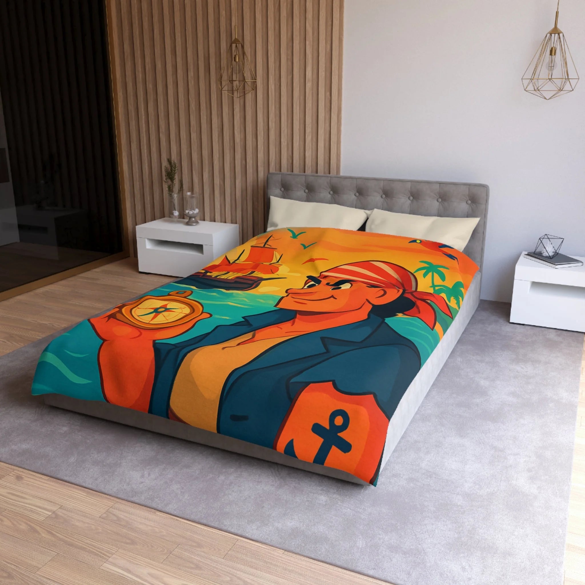 Housse de Couette Microfibre Illustration Unique Design Moderne Décoration Intérieure Raffinée