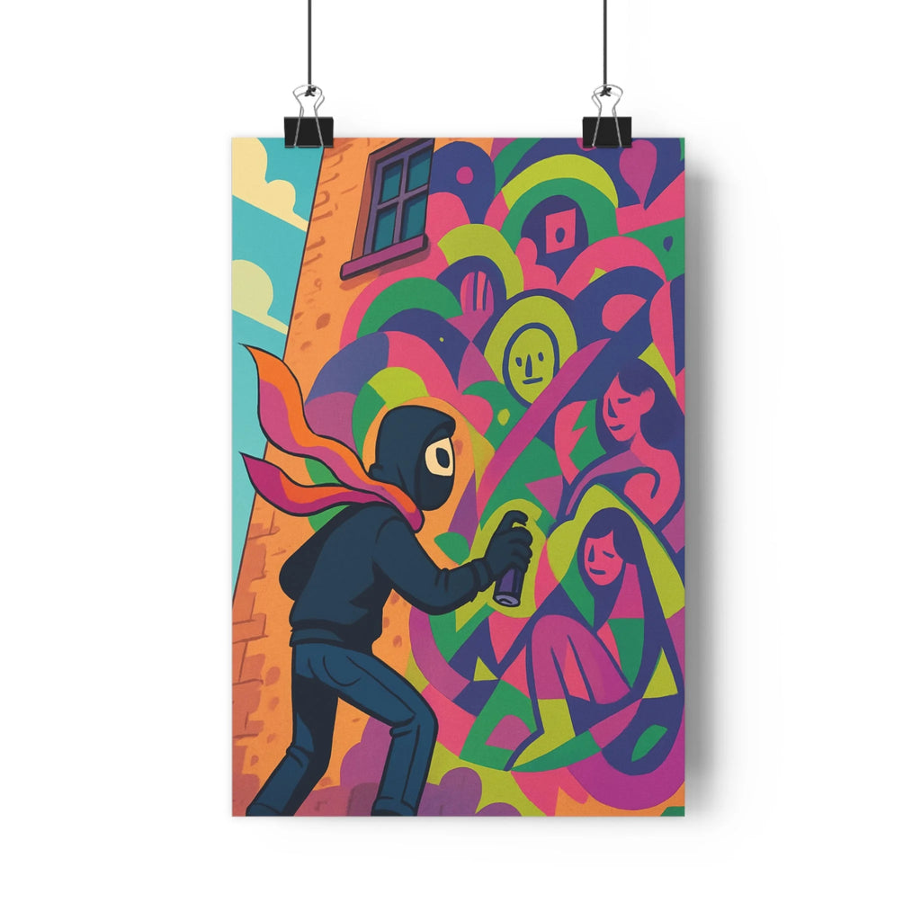 Poster décoratif street art vibrant rose vert bleu moderne dynamique salon chambre bureau tendance